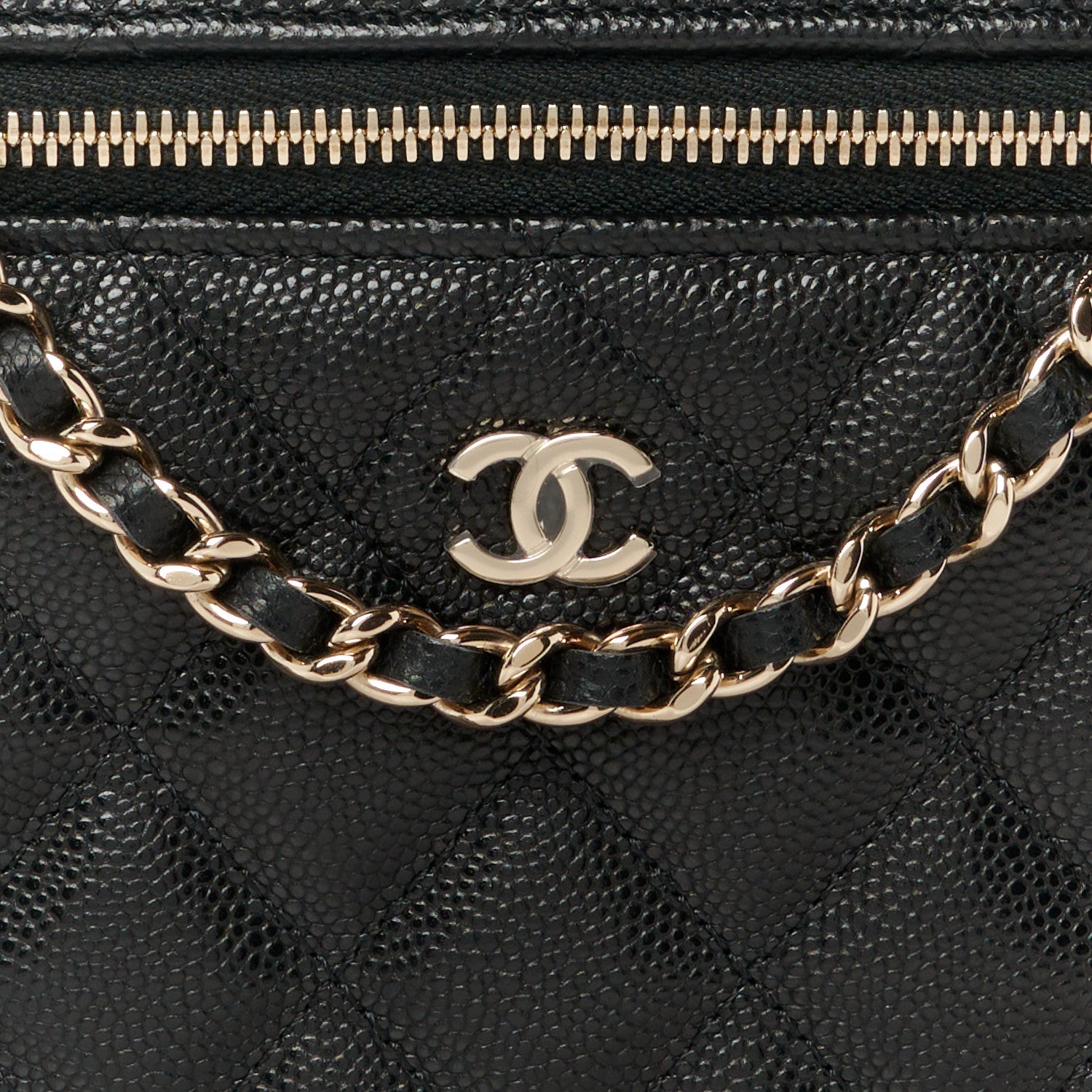 Chanel Caviar Quilted Top Handle Slim Vanity With Chain Black 8 of 11