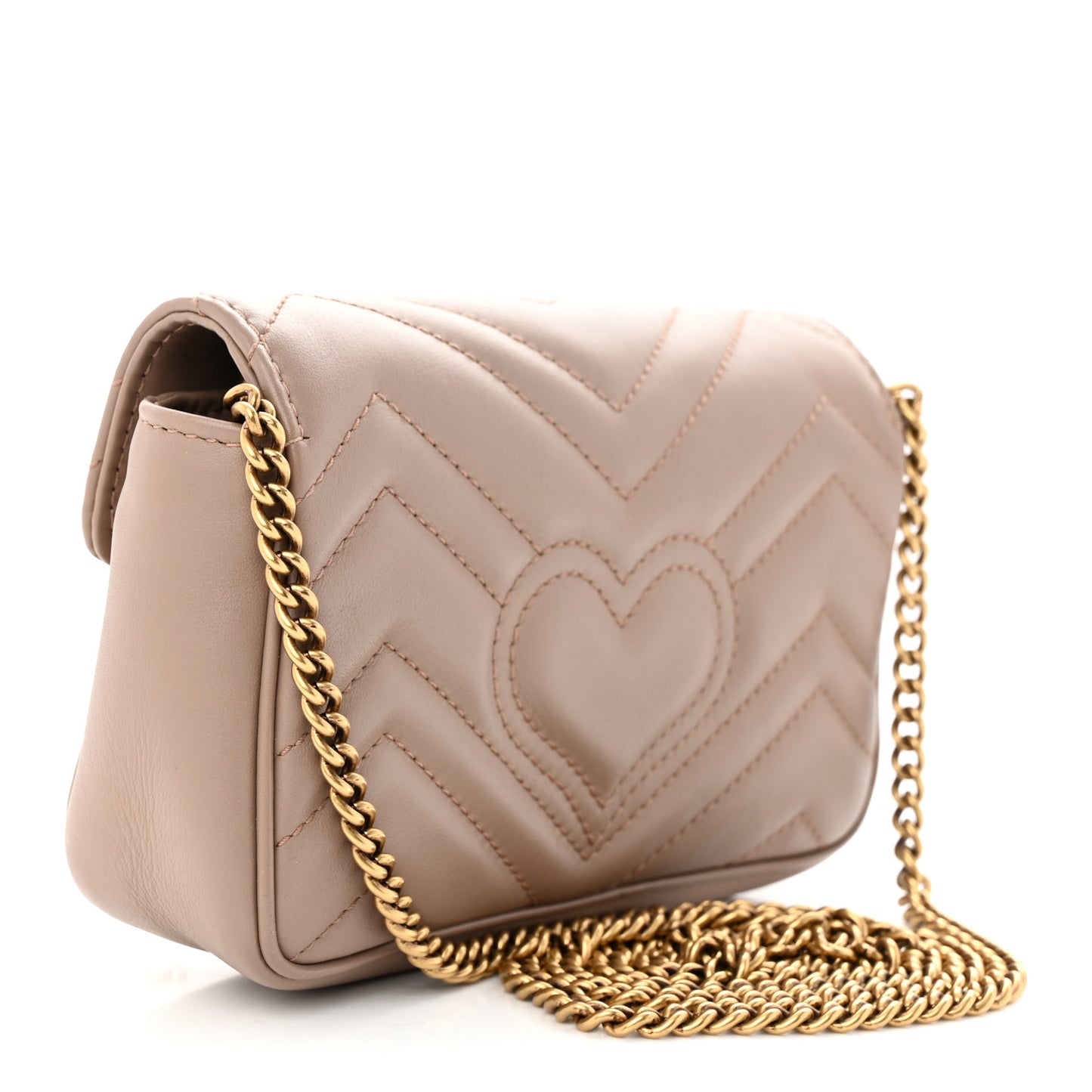 Calfskin Matelasse Super Mini GG Marmont Shoulder Bag Porcelain Rose