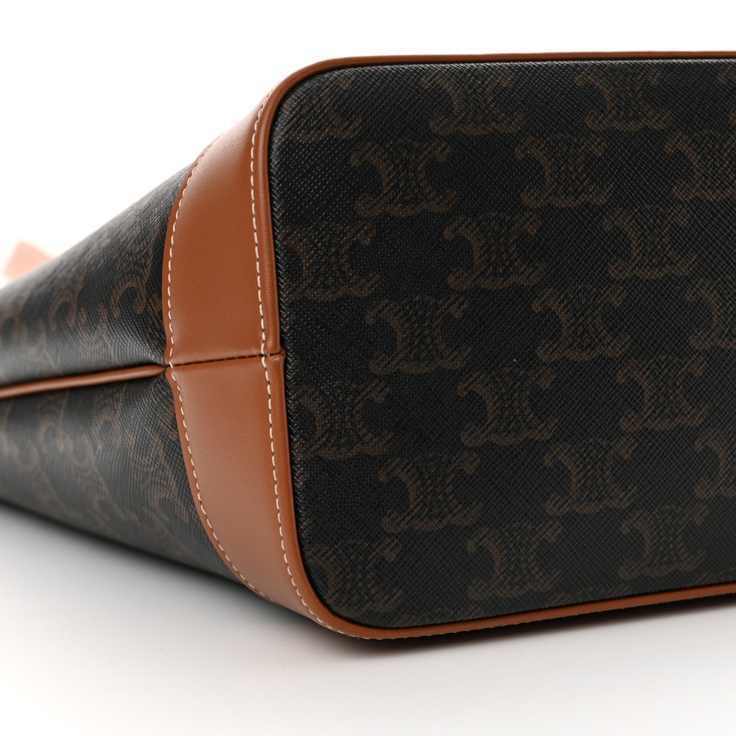 Triomphe Canvas Calfskin Small Cabas Bag Tan