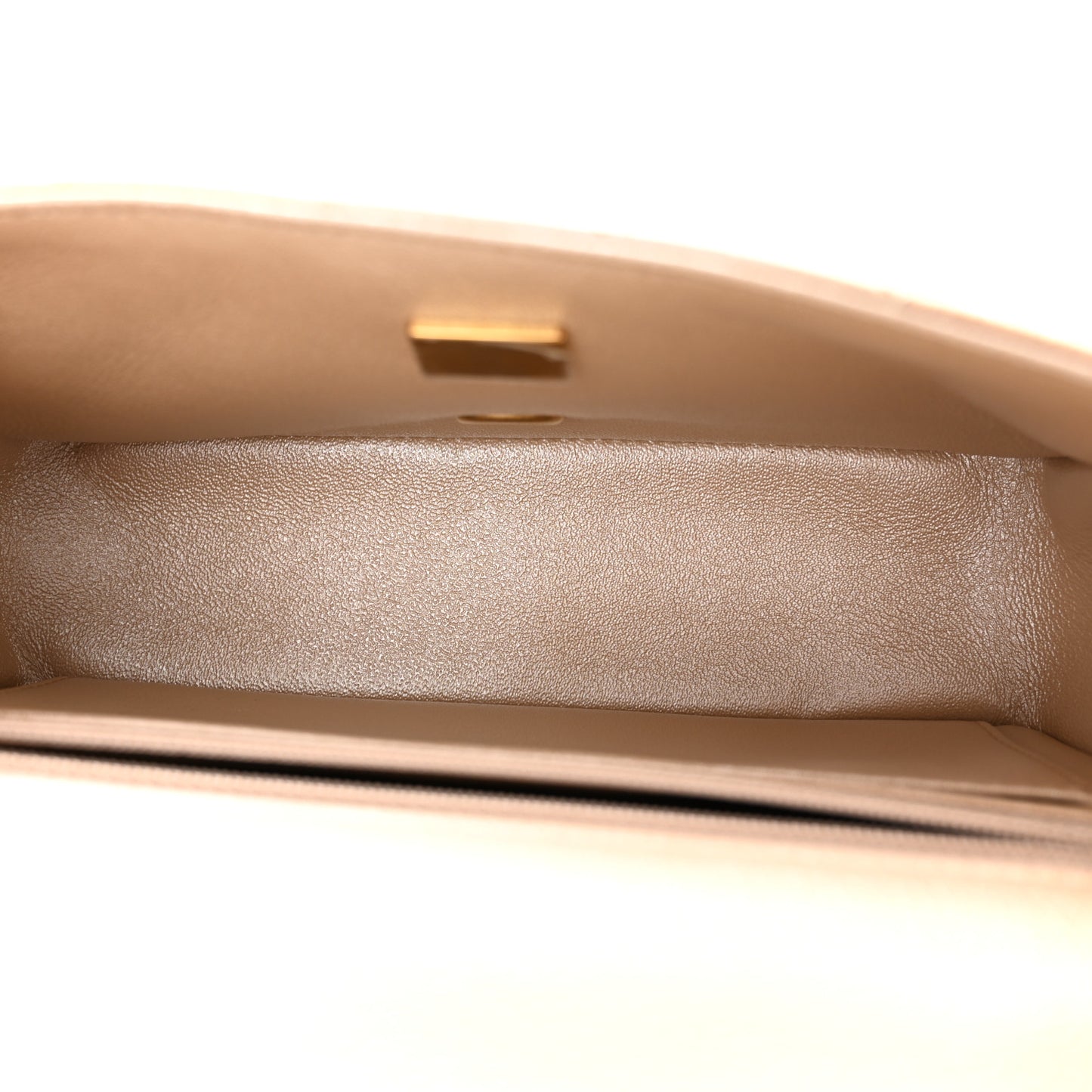 Metallic Goatskin Quilted Mini Rectangular Flap Gold
