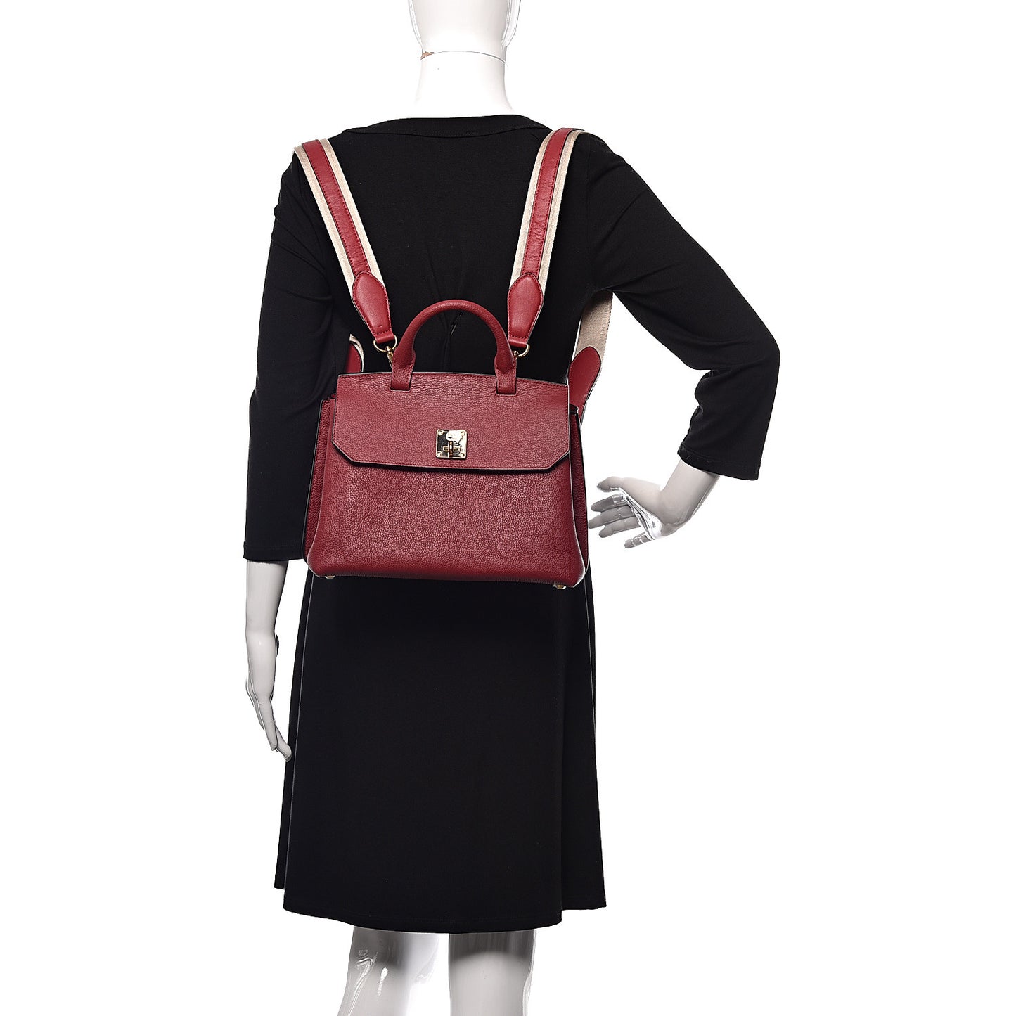 Grained Calfskin Milla Convertible Backpack Scooter Red