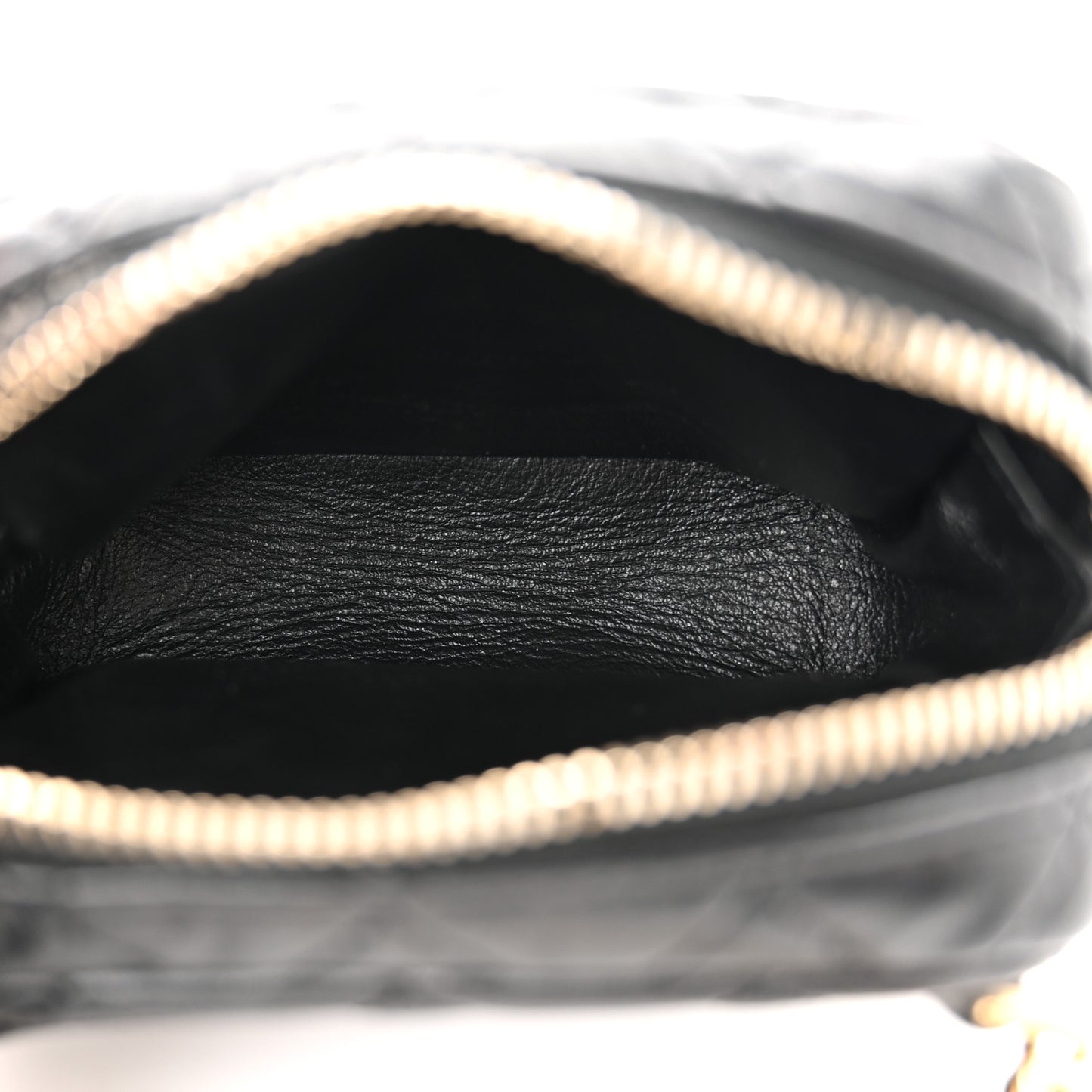Lambskin Quilted Enamel CC Waist Bag With Pouch Black