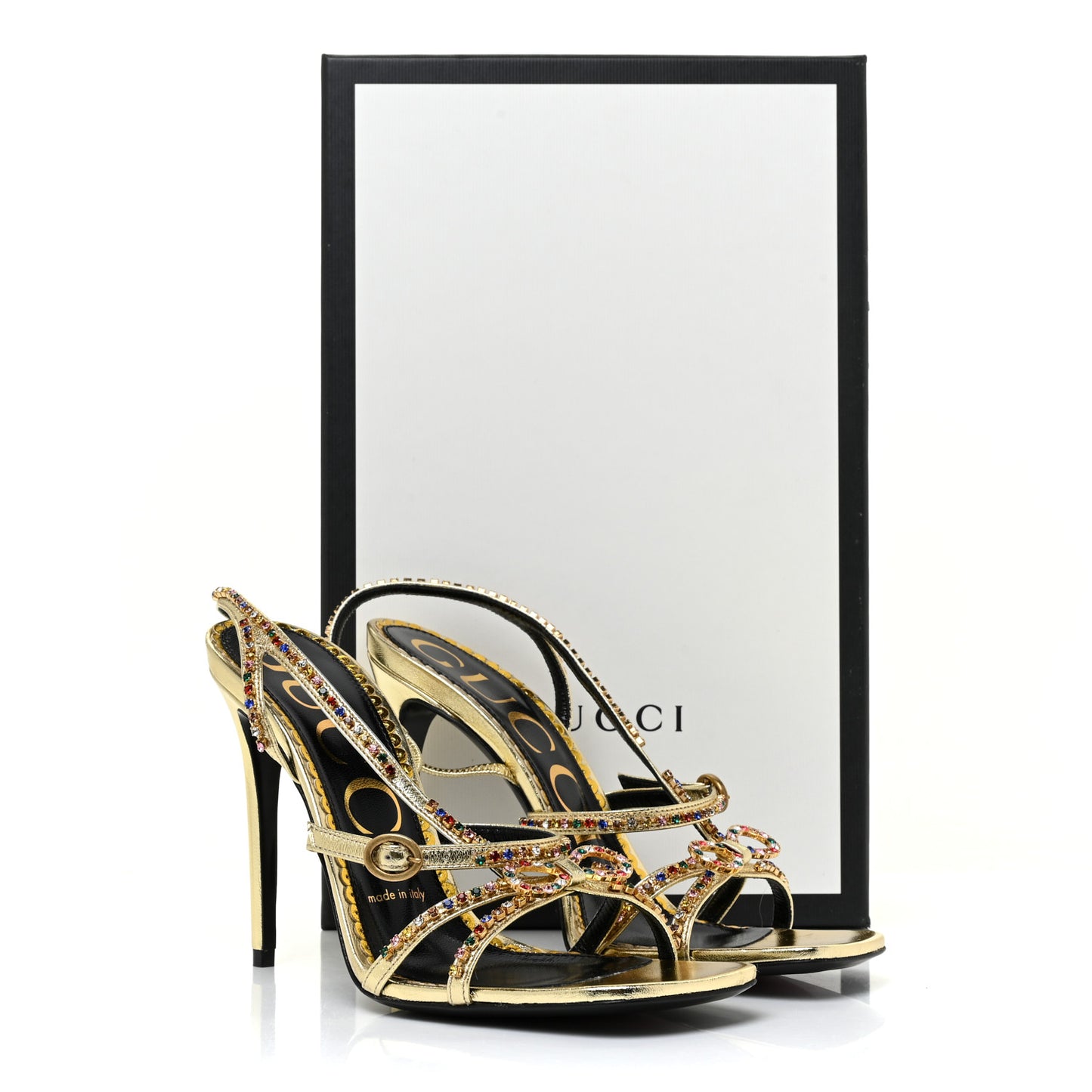 Metallic Nappa Crystal Embellished Carmen High Heel Sandals 37 Platino
