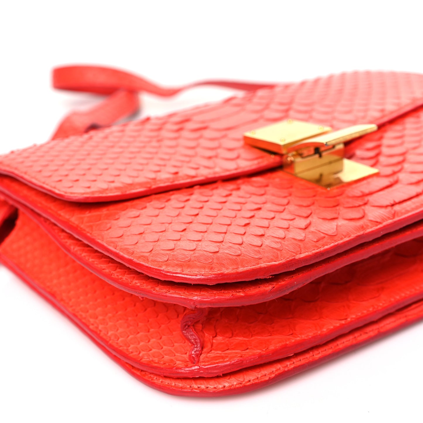 Snakeskin Medium Classic Box Flap Orange