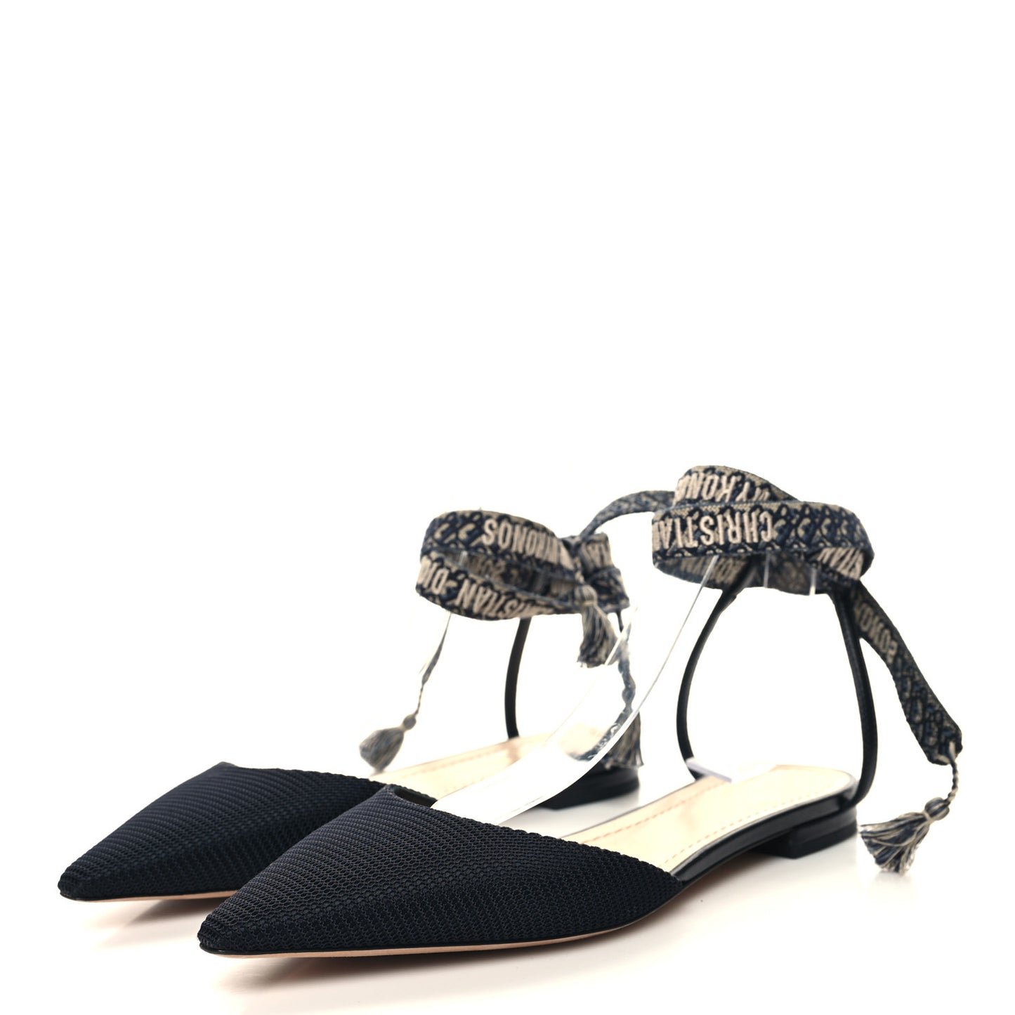 Technical Canvas Ribbon J'Adior Wrap Ballet Flats 38.5 Black