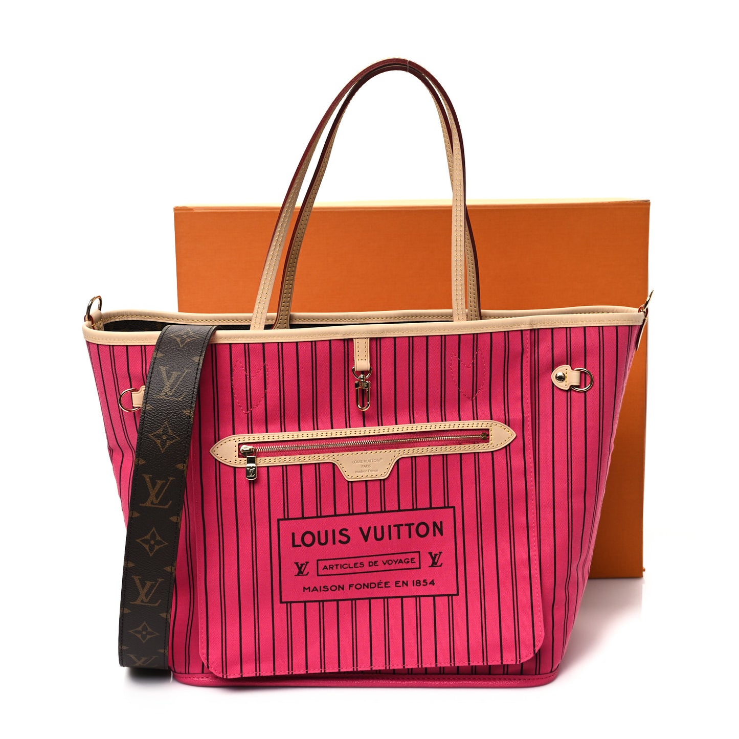 Monogram Inside Out Neverfull Bandouliere MM Rose Pondichery