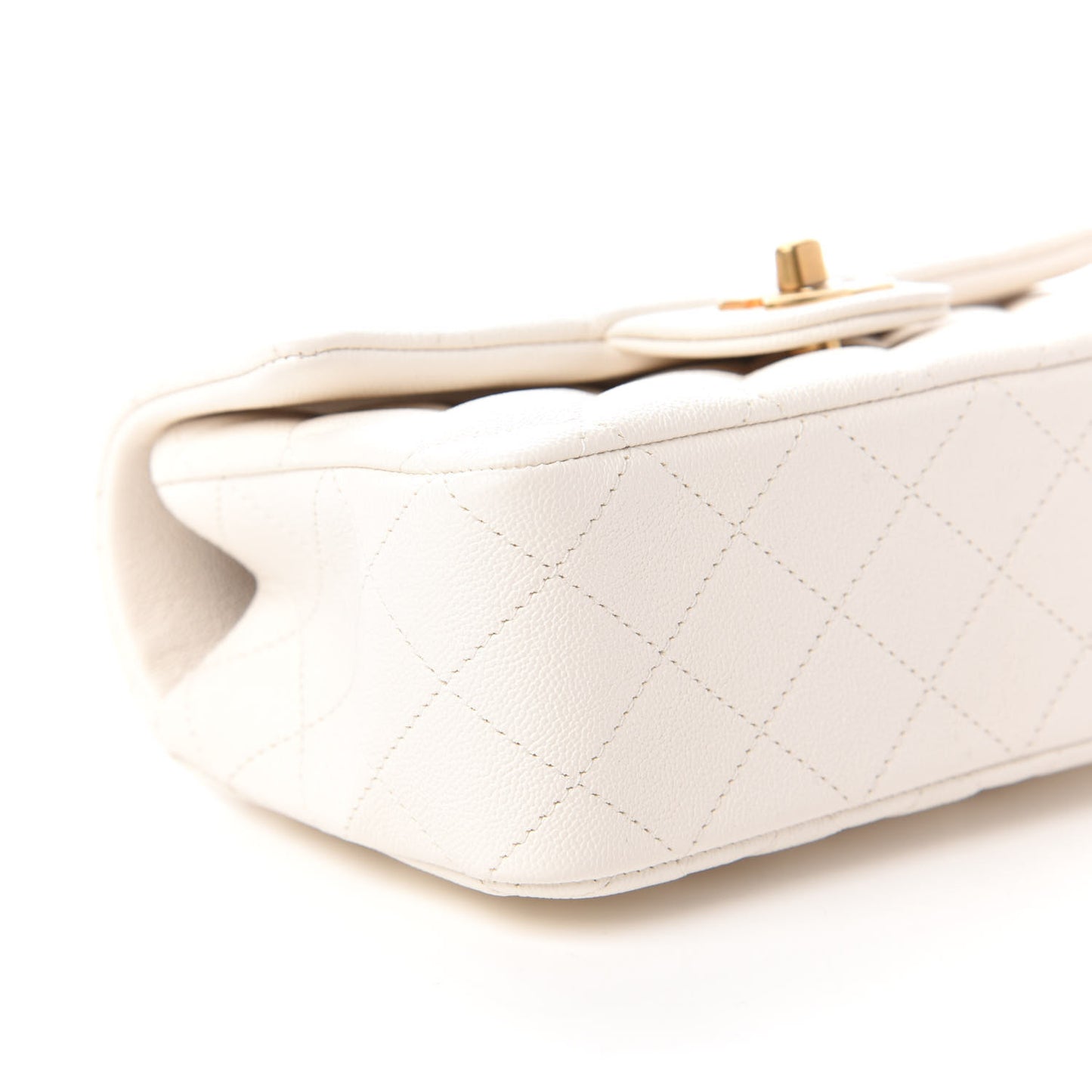 Caviar Quilted Mini Top Handle Rectangular Flap White