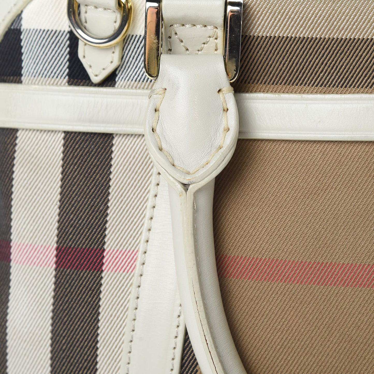 House Check Bridle Calfskin Small Orchard Bowling Bag White