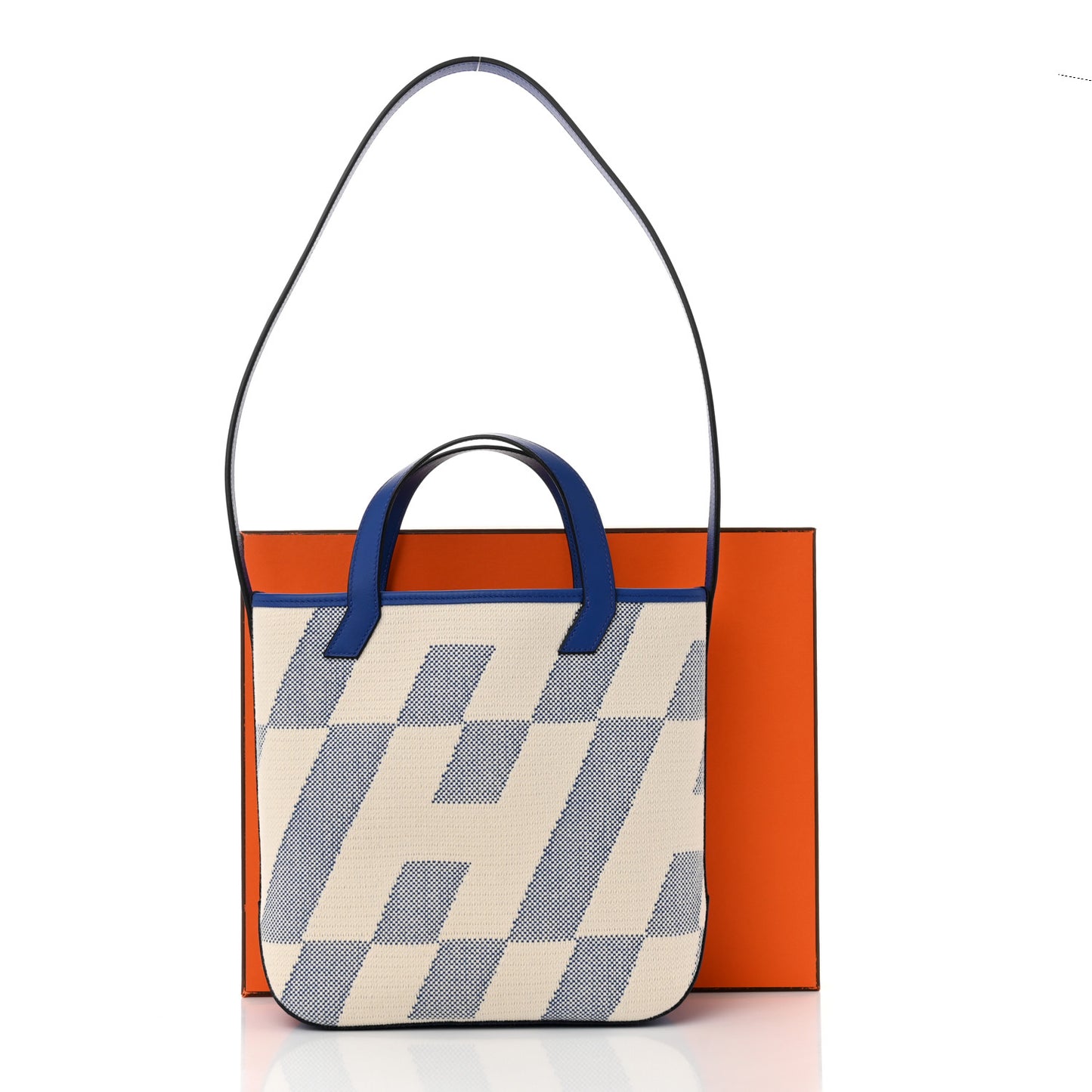 Swift H Canvas Cabas H En Biais 27 Bleu Royal Ecru