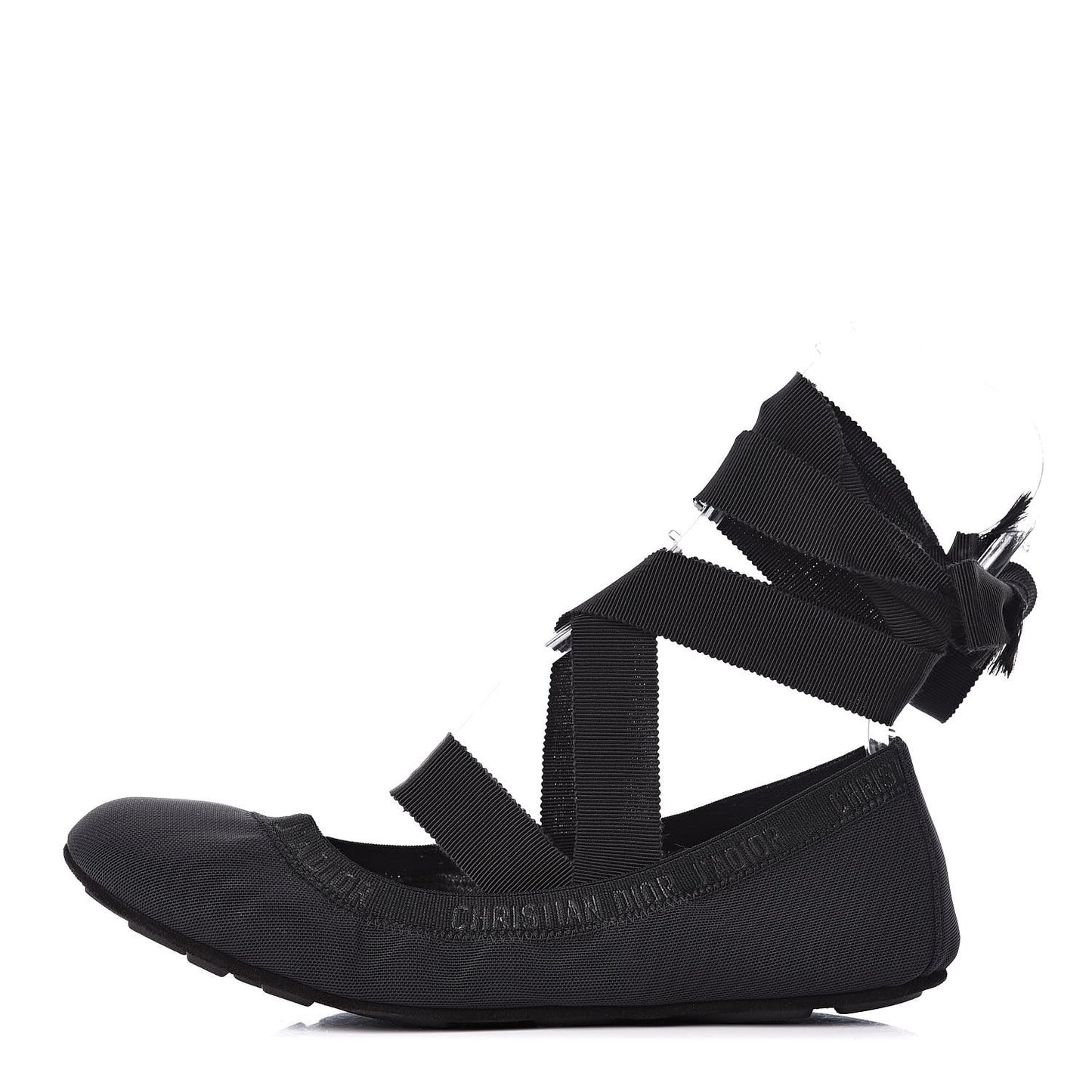 Micro Mesh Academy Lace-Up Ballerina Flats 39 Black