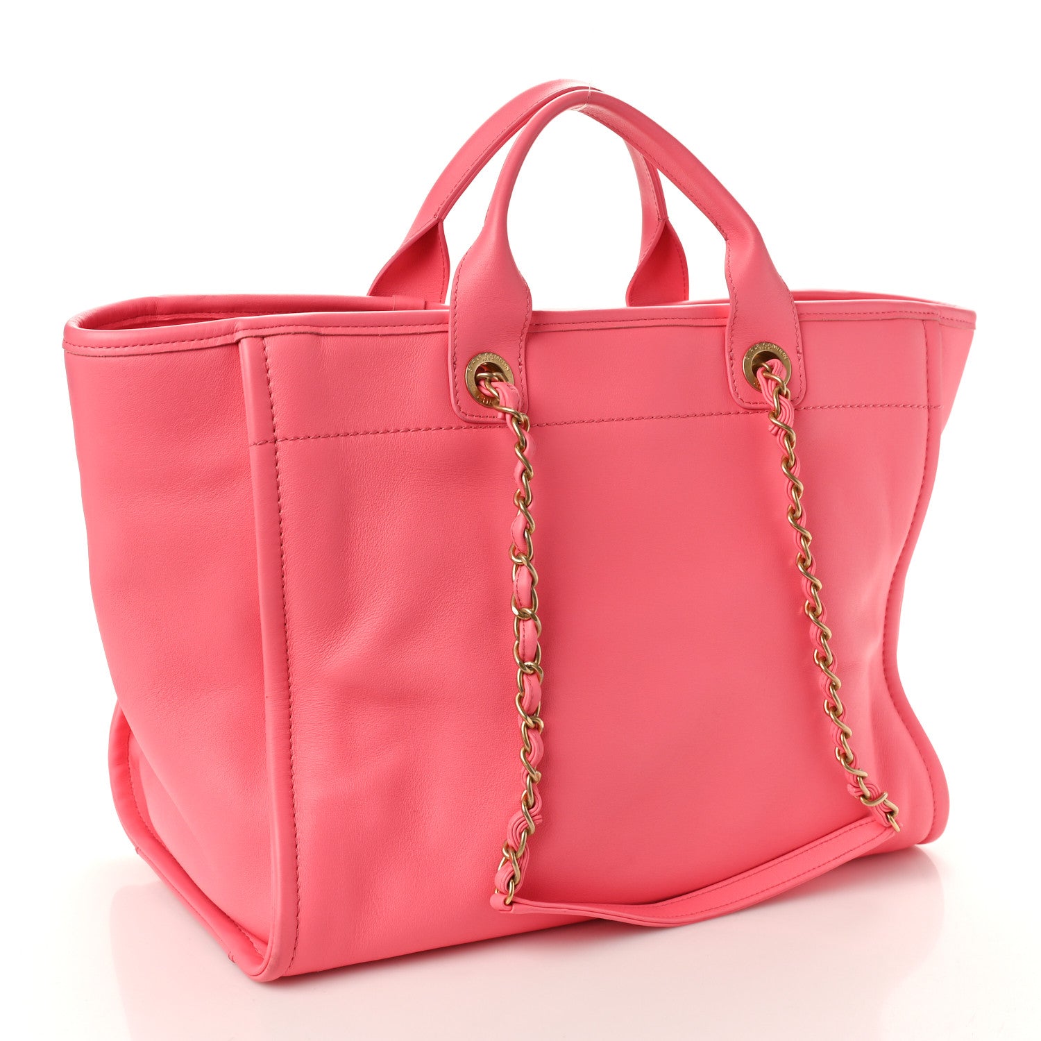 Chanel Calfskin Medium Deauville Tote Coral Pink 2 of 10
