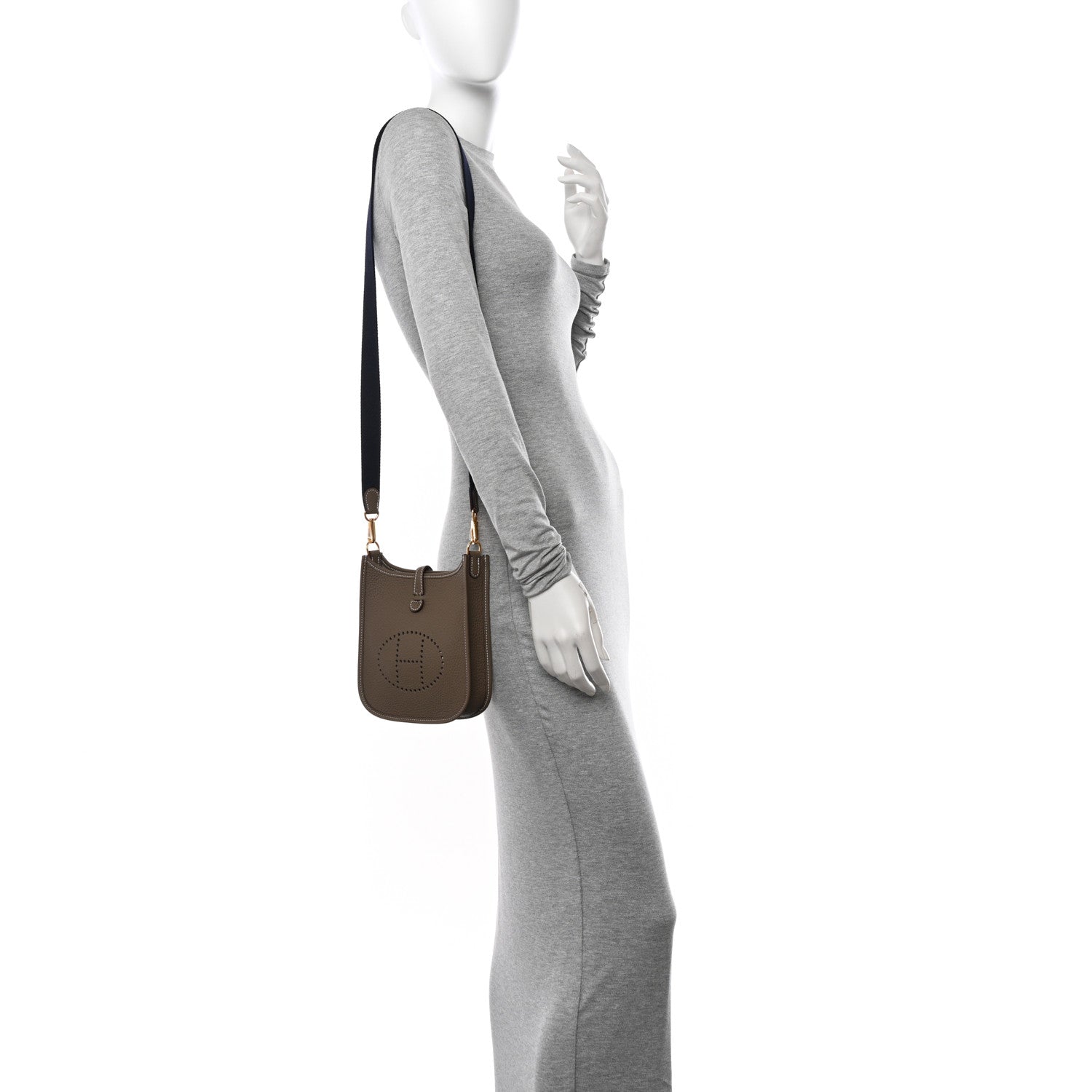 Hermes Taurillon Clemence Amazone Evelyne TPM Etoupe Bleu Indigo 2 of 11