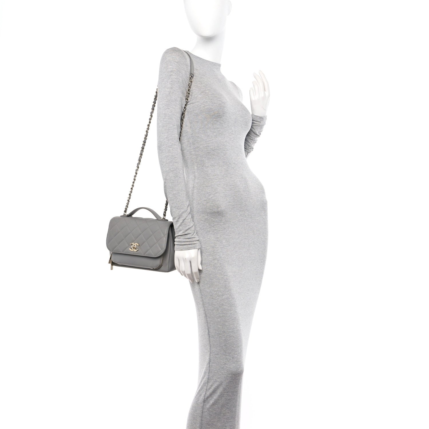 Chanel Caviar Quilted Medium Business Affinity Flap Grey 2 of 10