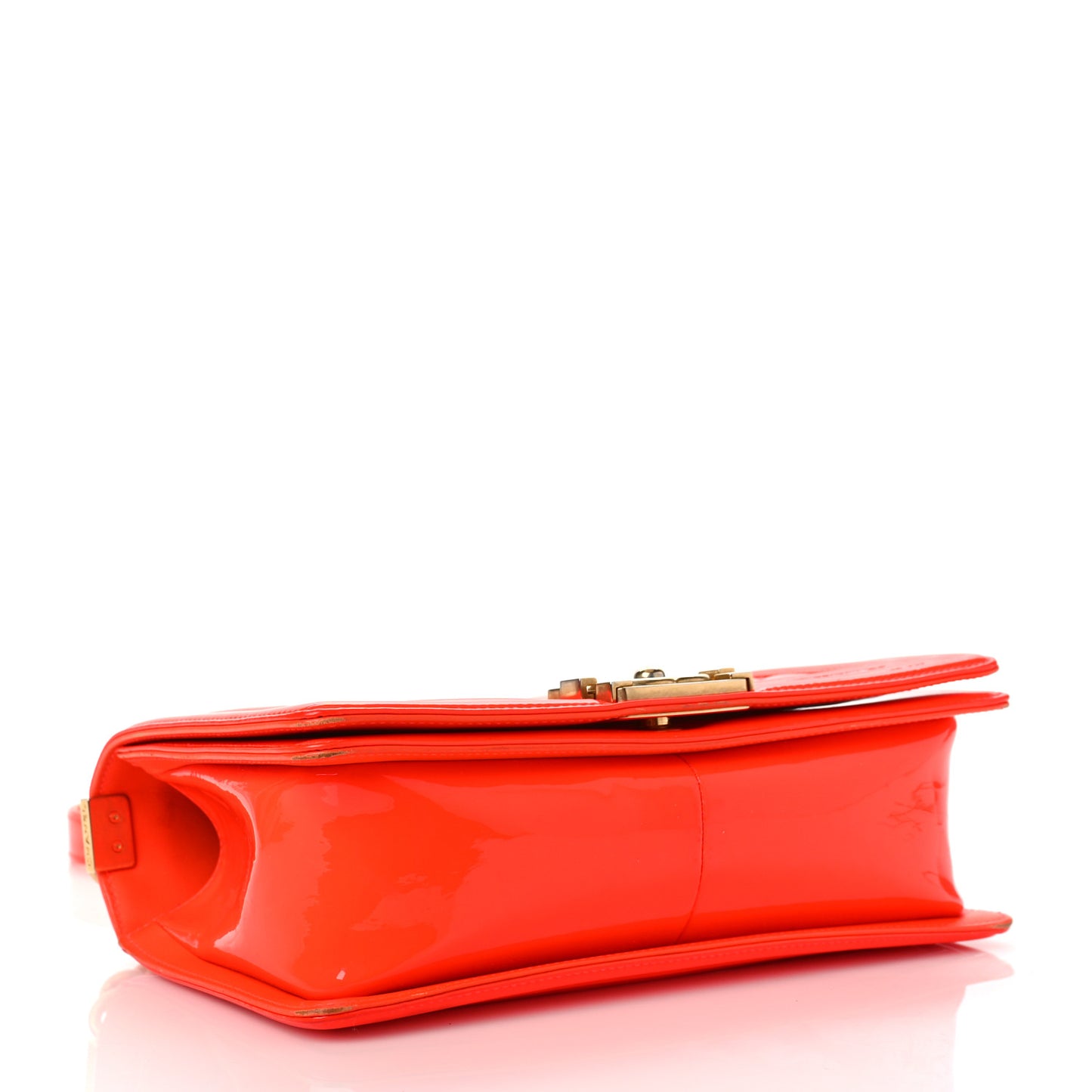 Patent Quilted Medium Boy Flap Orange