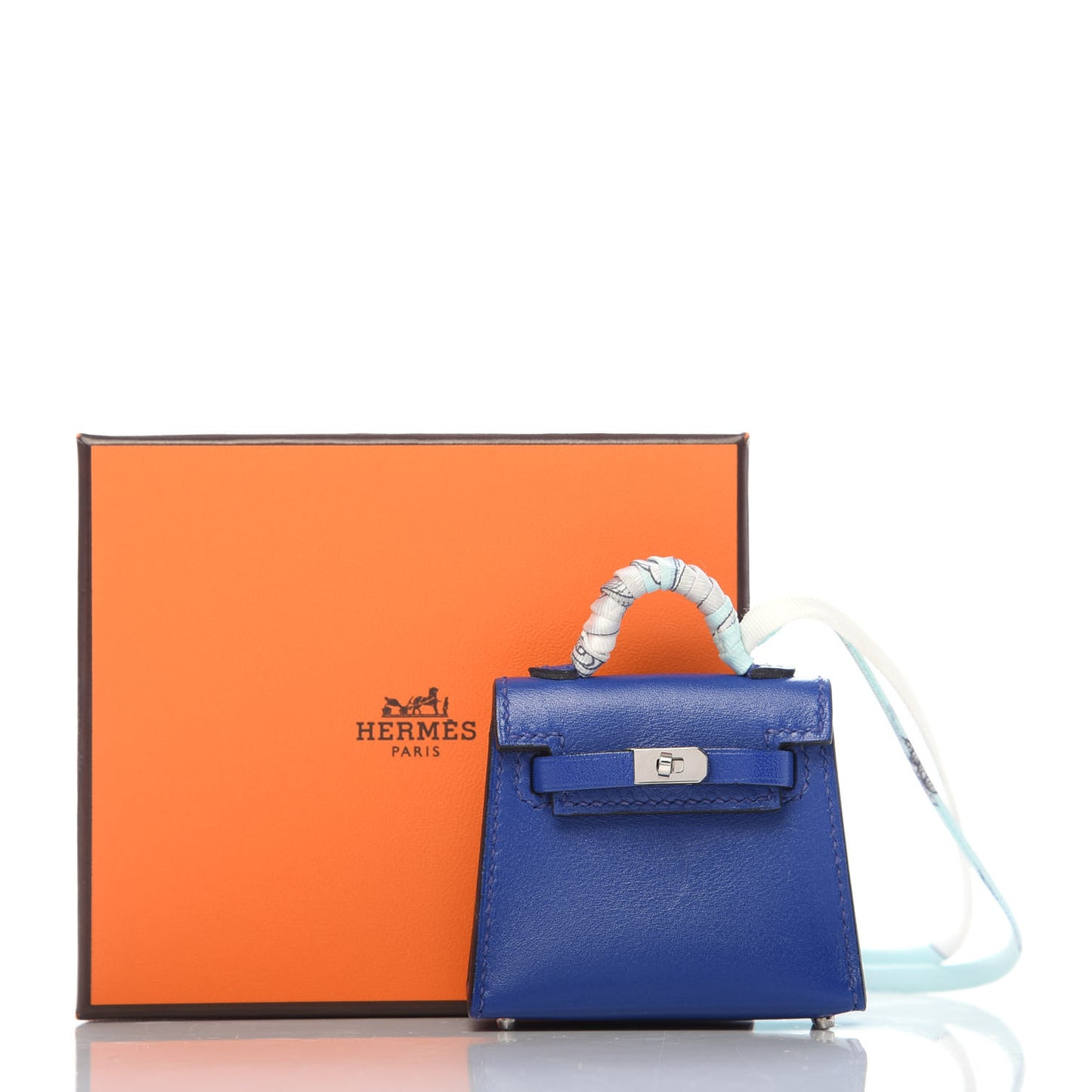 Tadelakt Mini Kelly Twilly Bag Charm Bleu Electrique