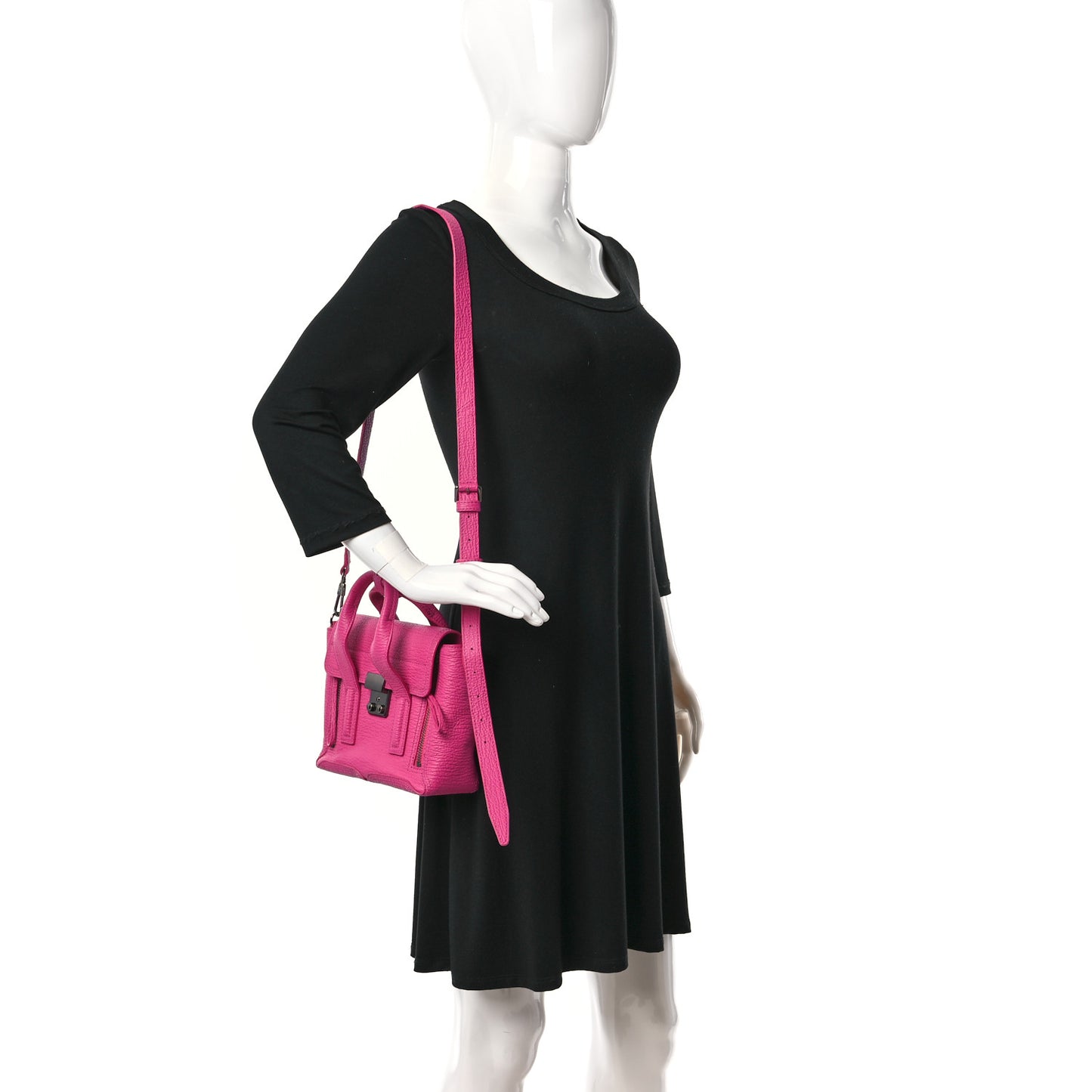 Textured Calfskin Mini Pashli Satchel Bright Fuchsia
