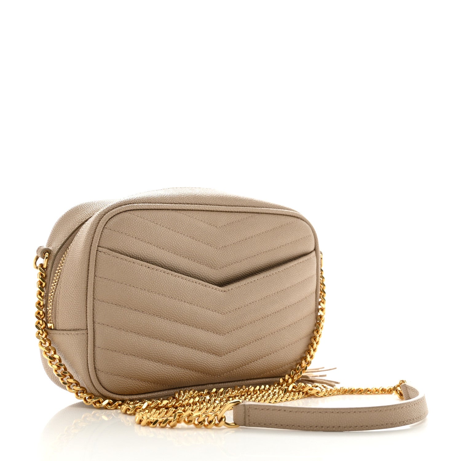 Saint Laurent Grain De Poudre Matelasse Monogram Mini Lou Camera Bag Dark Beige 2 of 12