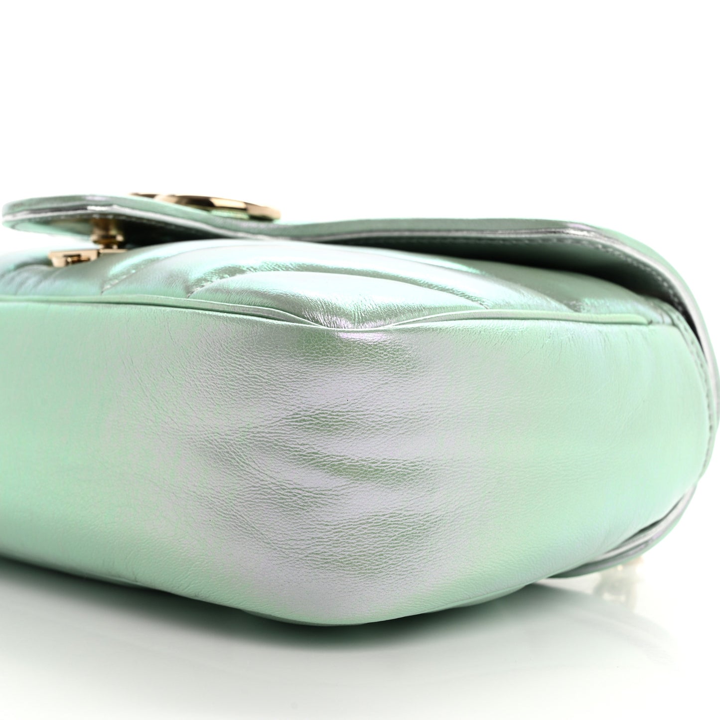 Iridescent Nappa Chevron Matelasse Small GG Marmont Shoulder Bag Iridescent Snow Light Blue