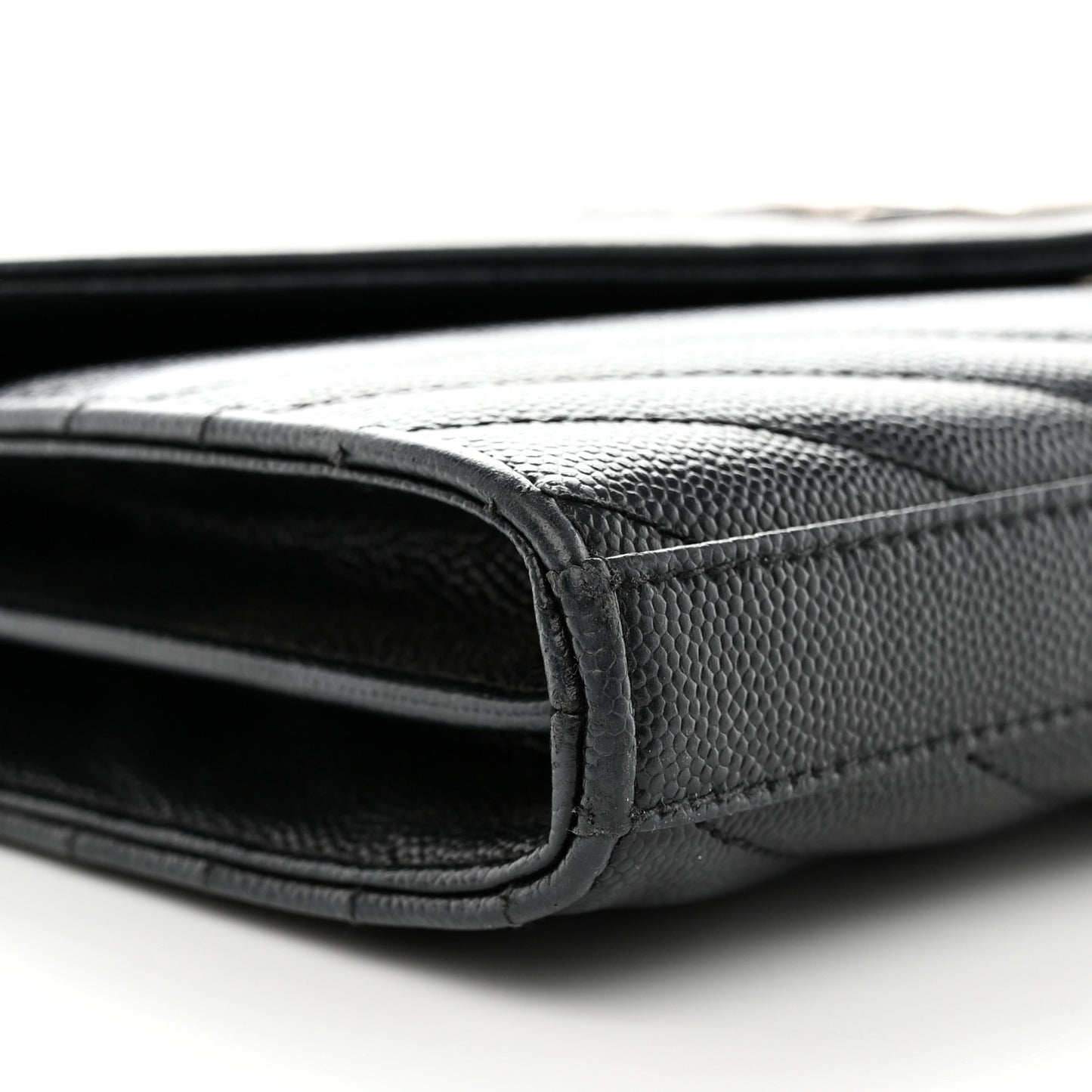 Grain De Poudre Matelasse Chevron Monogram Chain Wallet Black