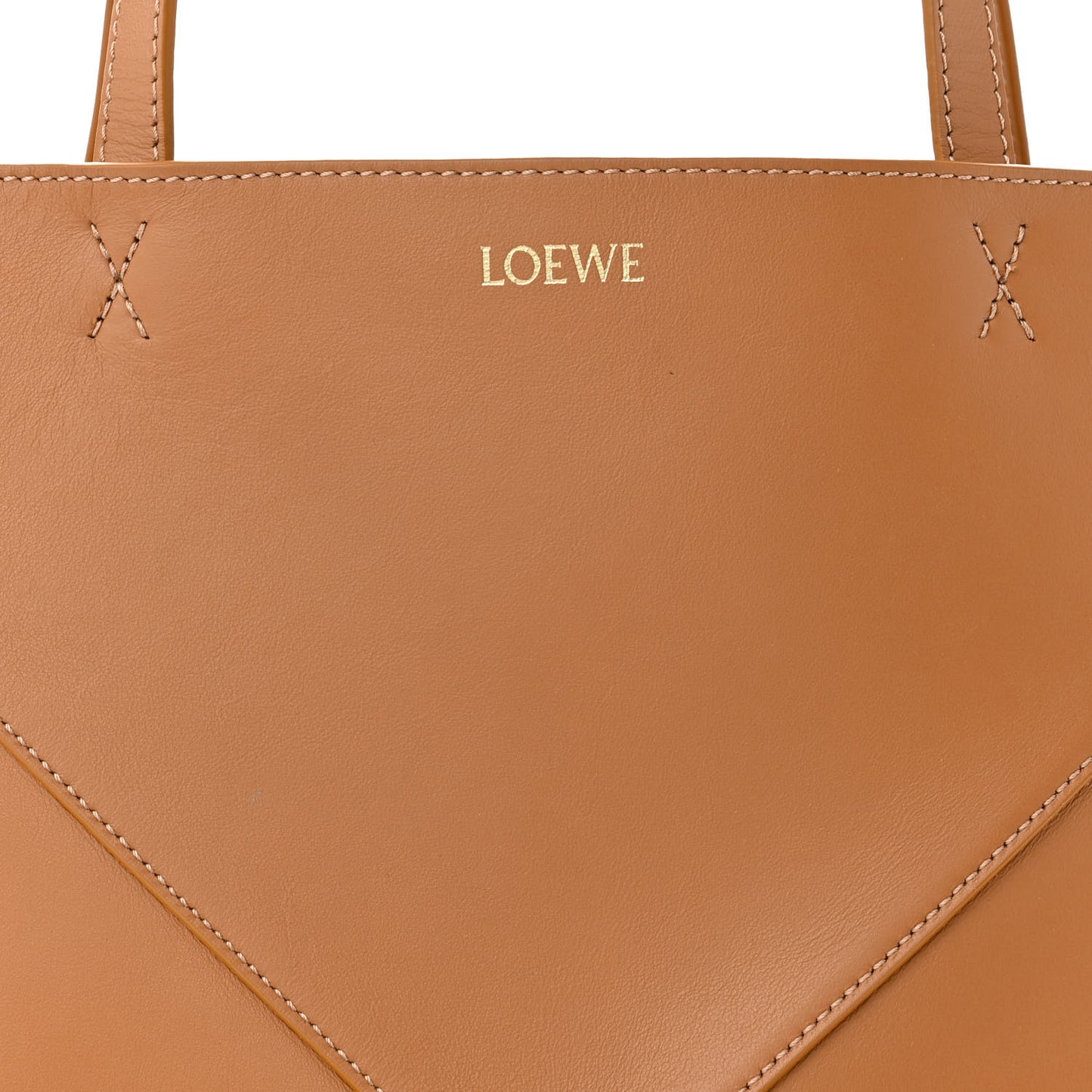 Shiny Calfskin Medium Puzzle Fold Tote Warm Desert