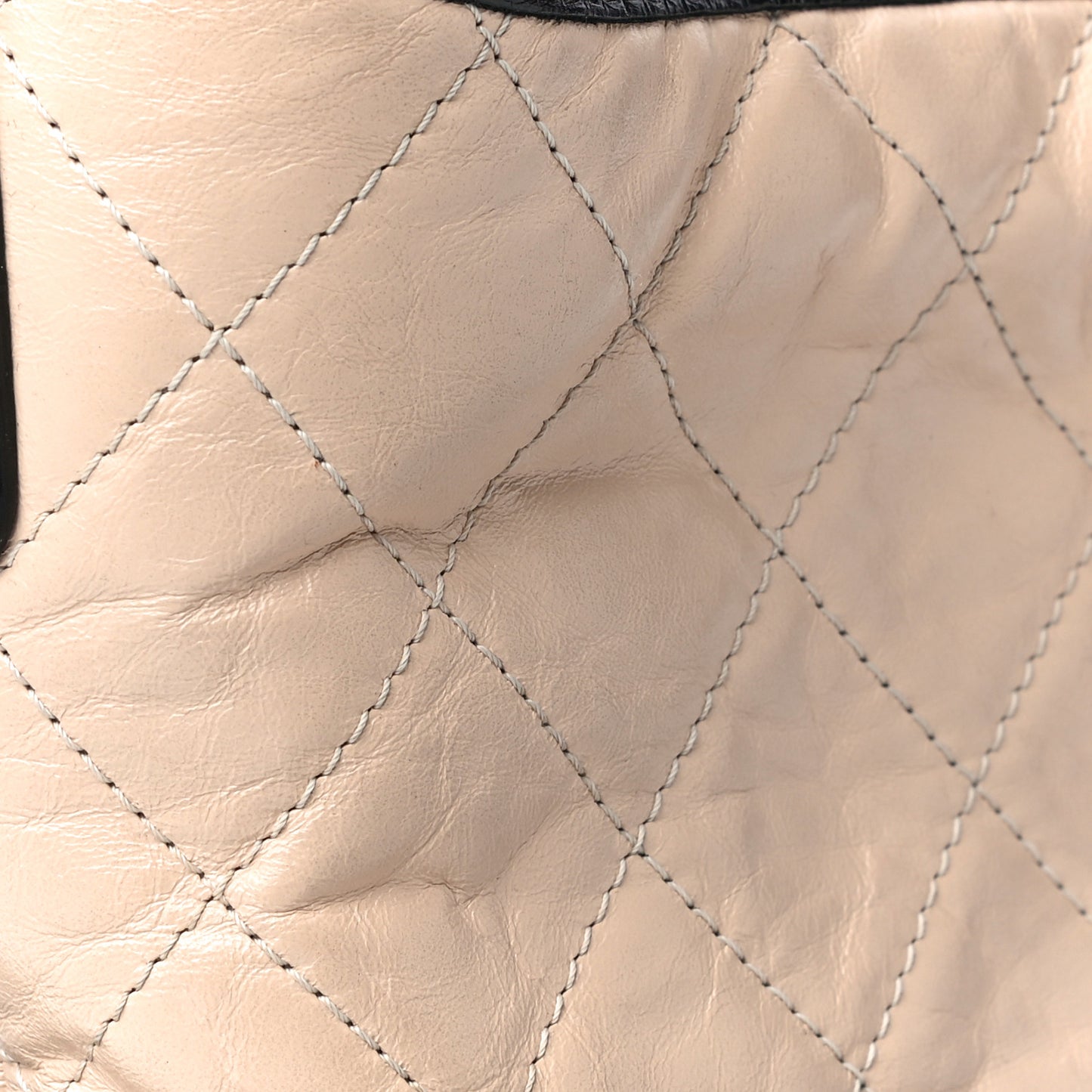 Aged Calfskin Quilted Small Gabrielle Hobo Beige Black