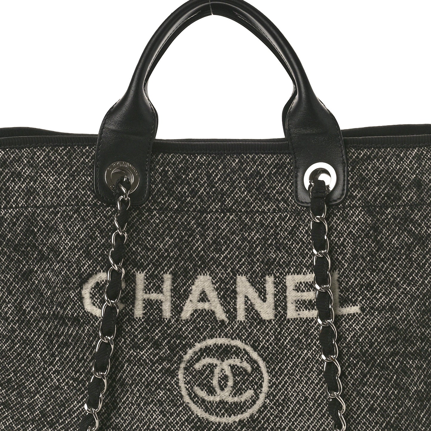 Mixed Fibers Calfskin Medium Deauville Tote Black