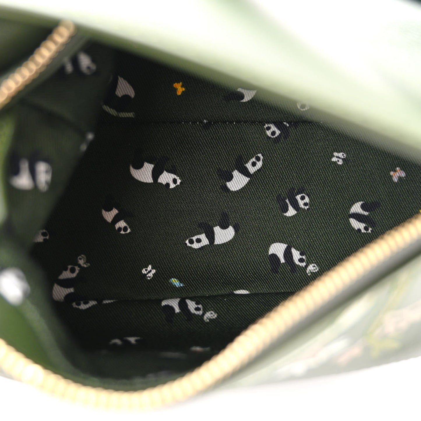 X SUNA FUJITA Satin Calfskin Mini Pandas Puzzle Edge Bag Bottle Green