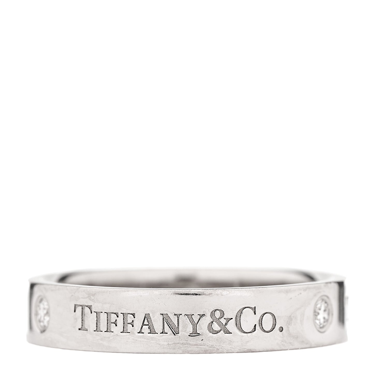 Platinum Diamond 4mm Logo Band Ring 55 7.25