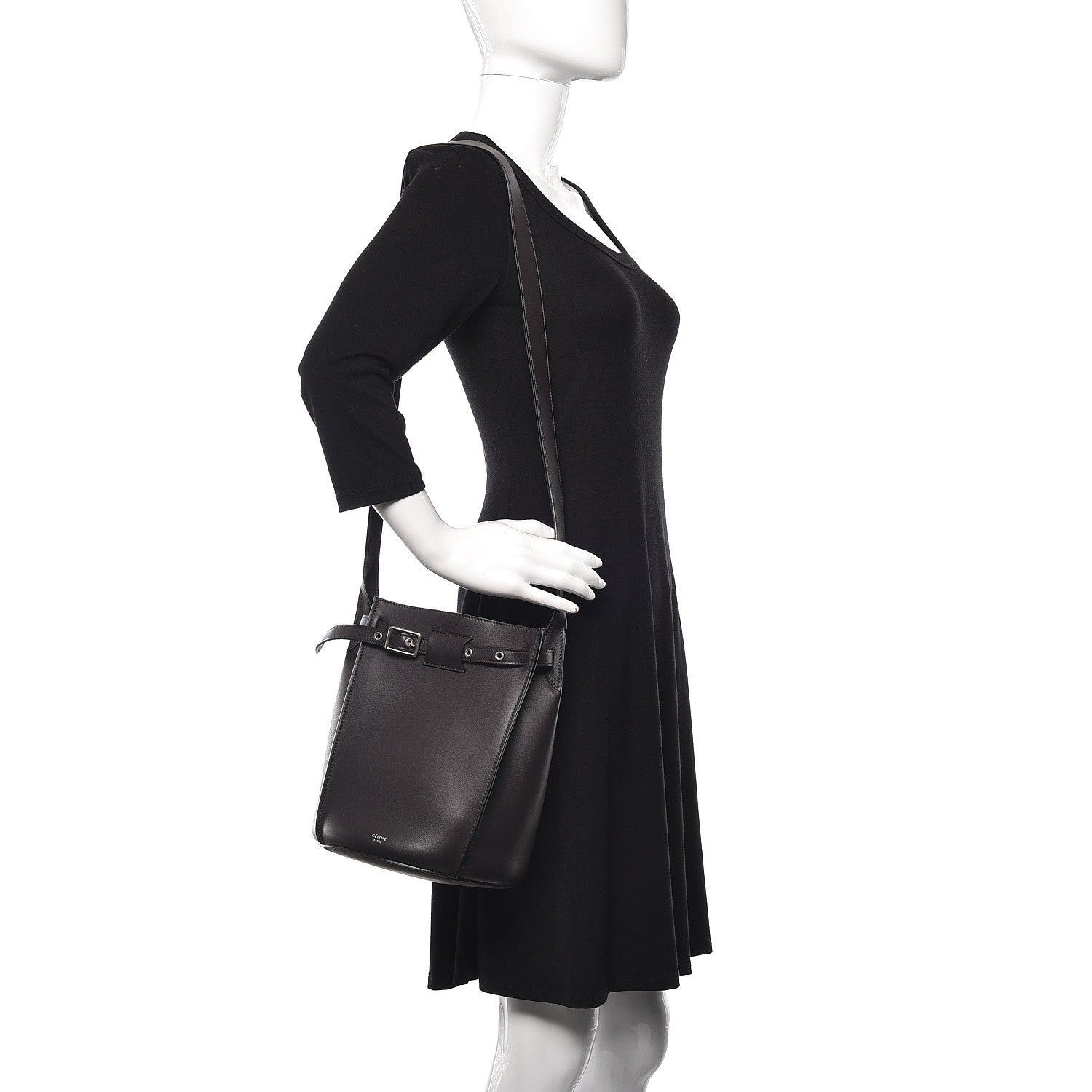 Celine Smooth Calfskin Long Strap Big Bucket Bag Liquorice 2 of 9