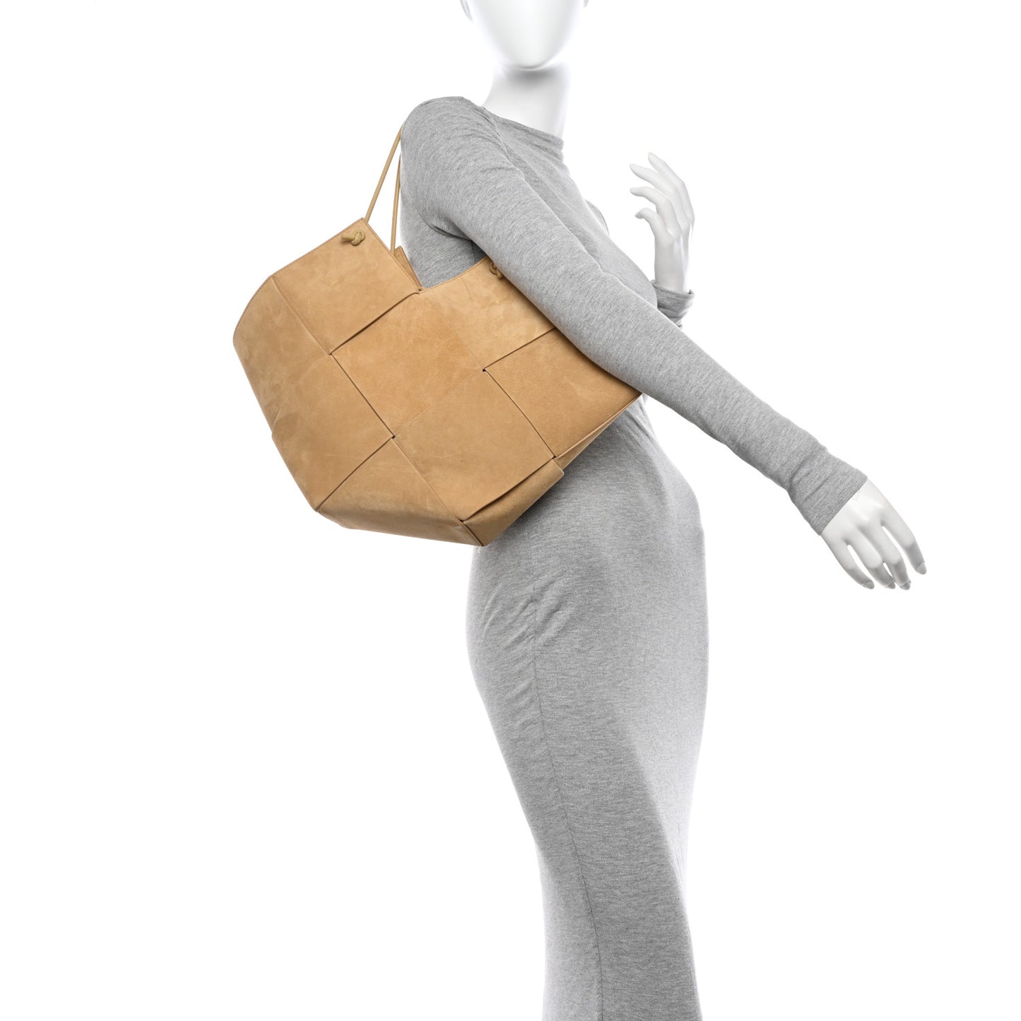 Suede Maxi Intrecciato Tote Cane Sugar Tapioca