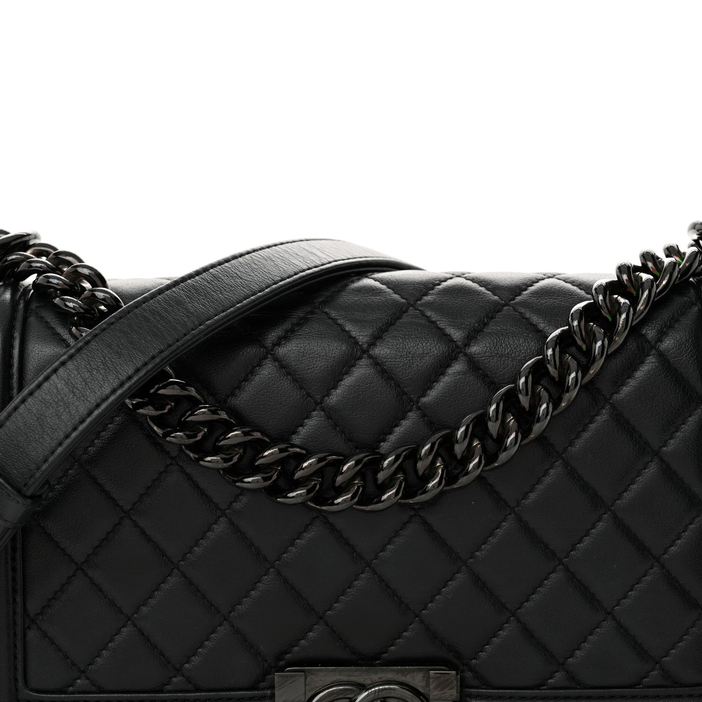 Calfskin Quilted Medium Boy Flap So Black