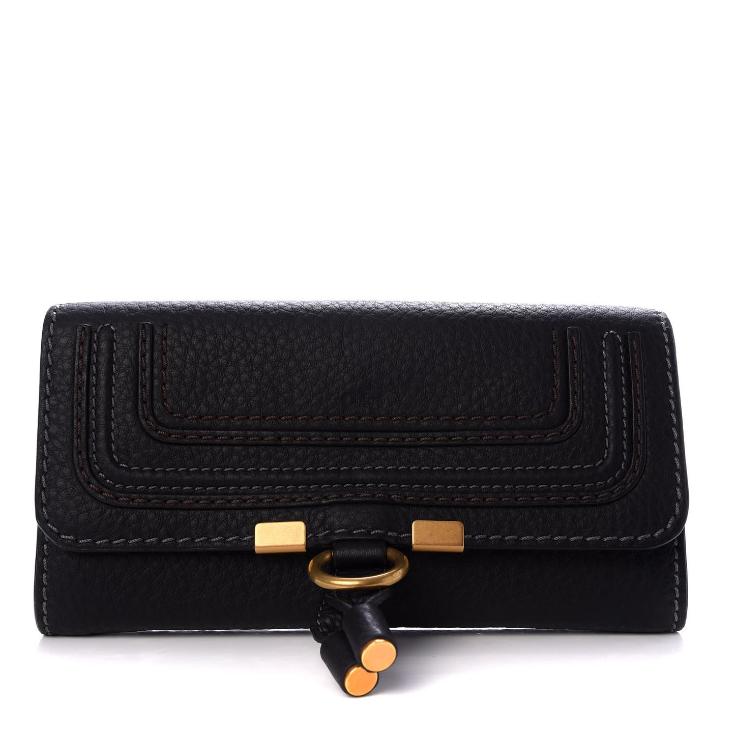 Calfskin Marcie Continental Flap Wallet Black