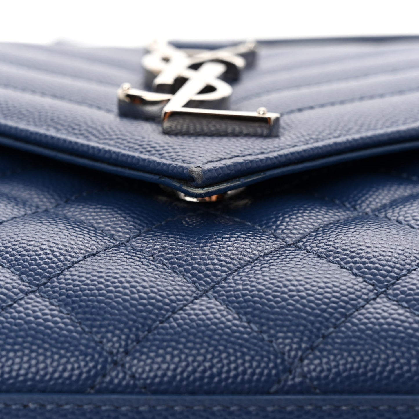SAINT LAURENT Grain De Poudre Textured Mixed Matelasse Triquilt Medium Monogram Satchel Denim