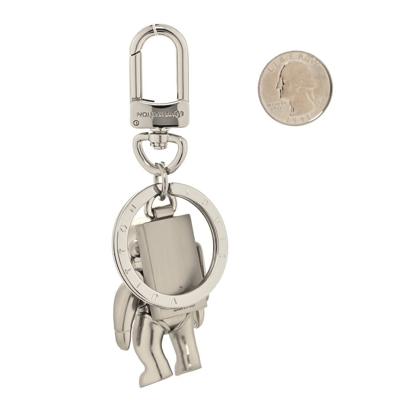 Metal Spaceman Figurine Bag Charm Key Holder Silver