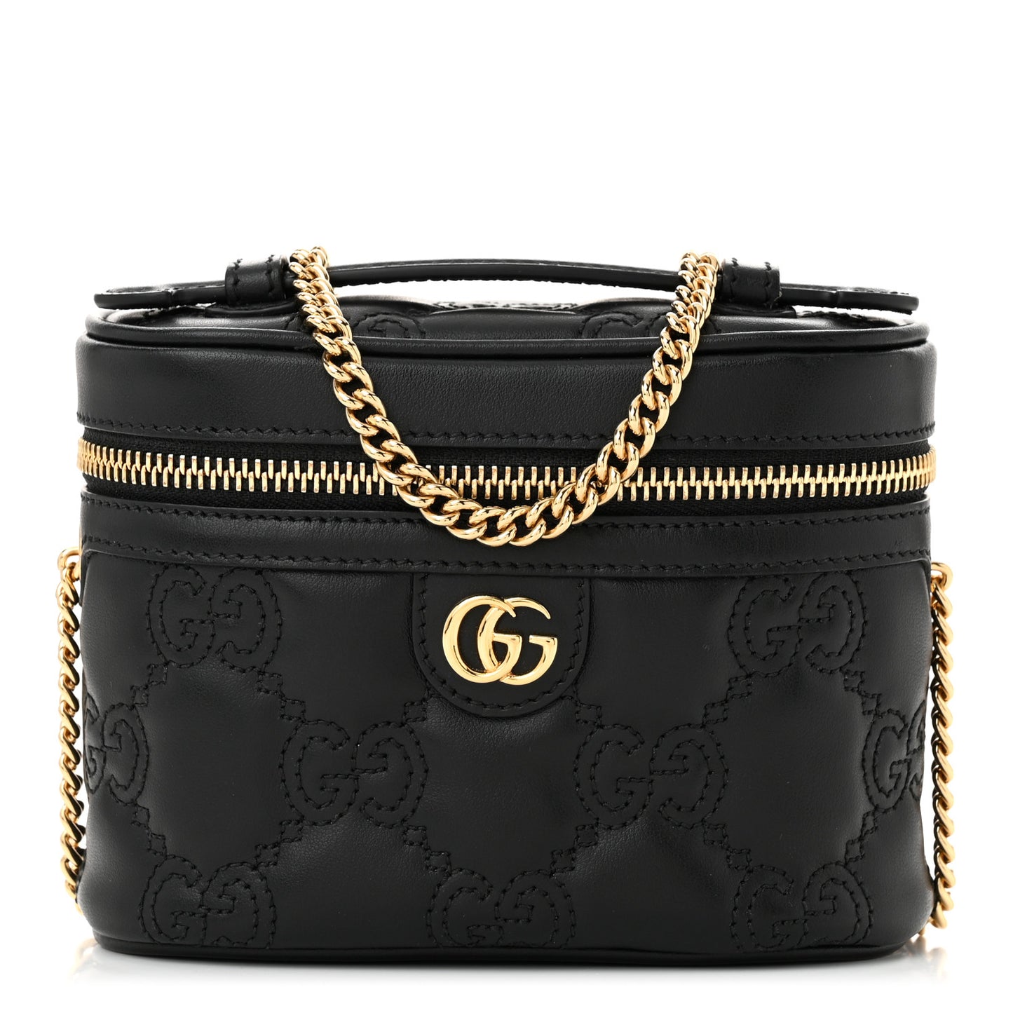 Calfskin GG Matelasse Mini Top Handle Bag Black