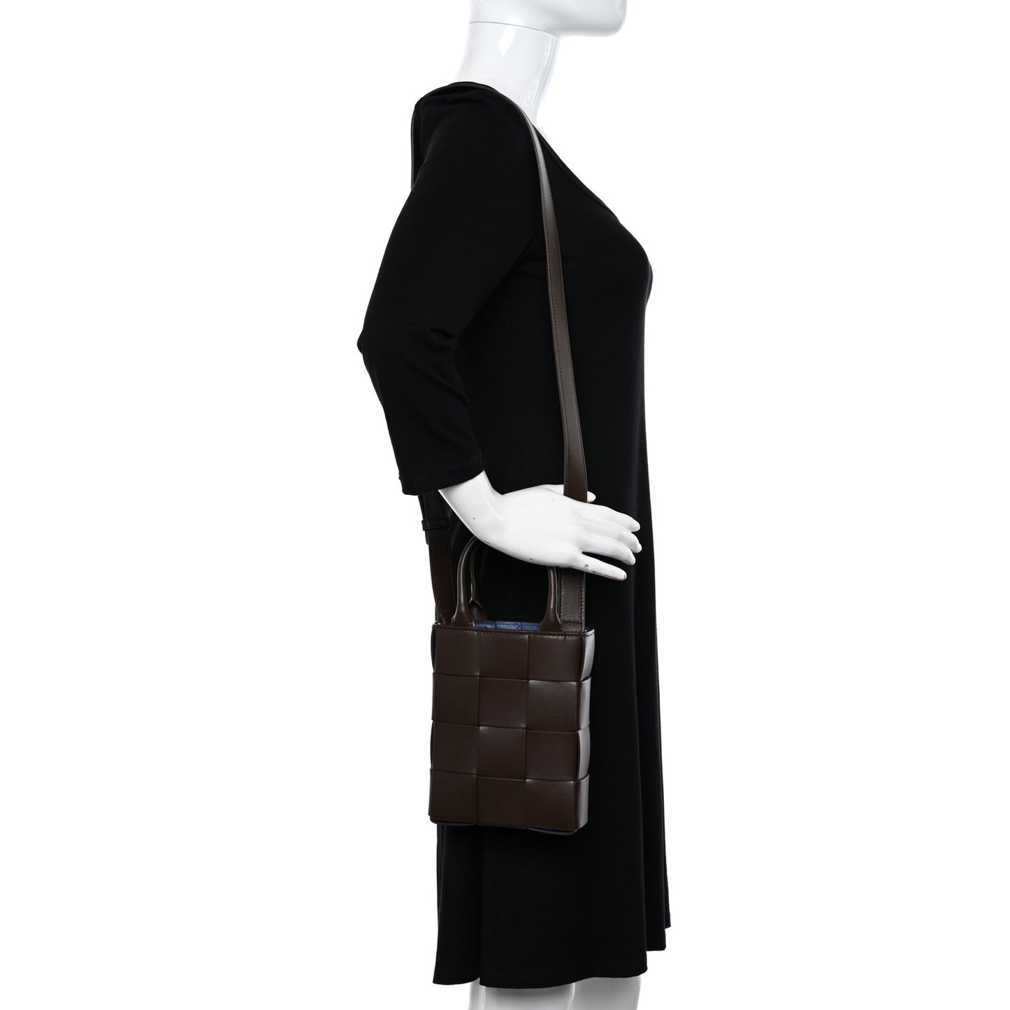 Lambskin Maxi Intrecciato Mini North South Cassette Tote Light Brown