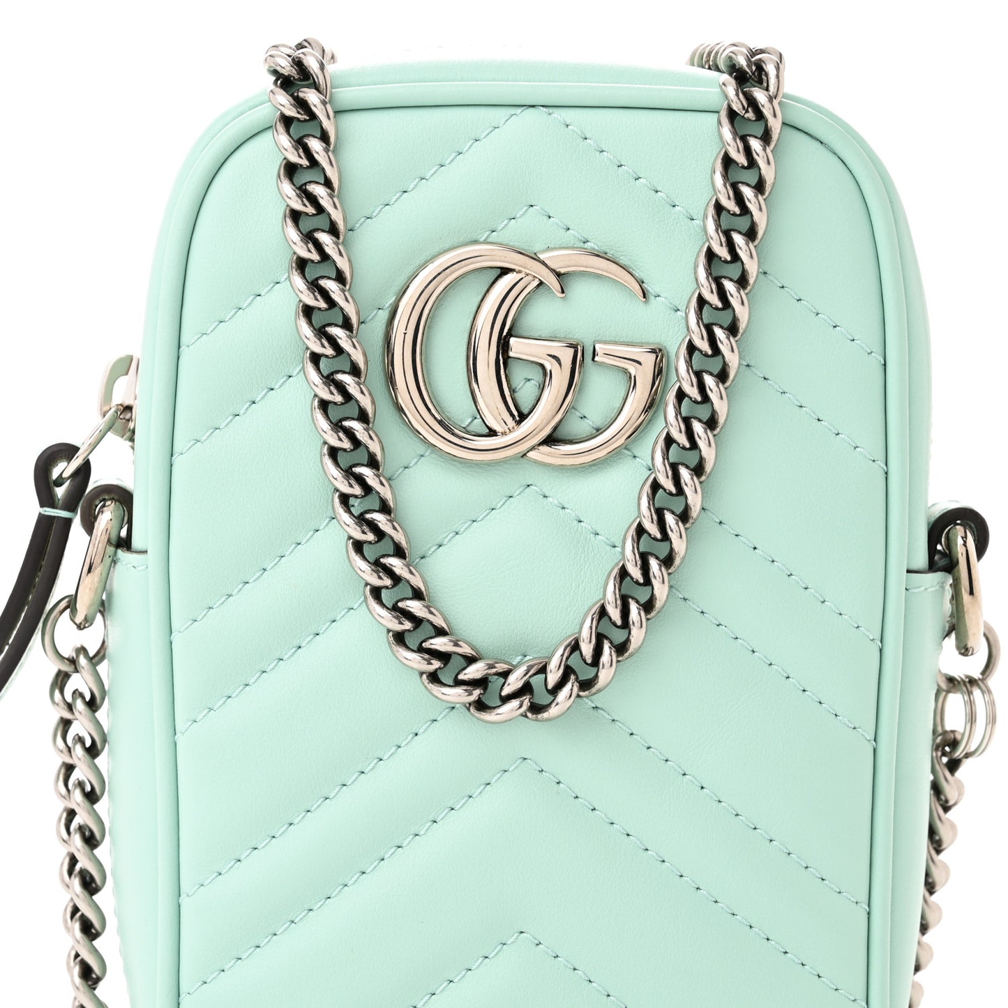 Calfskin Matelasse Mini GG Marmont Crossbody Bag Water Green