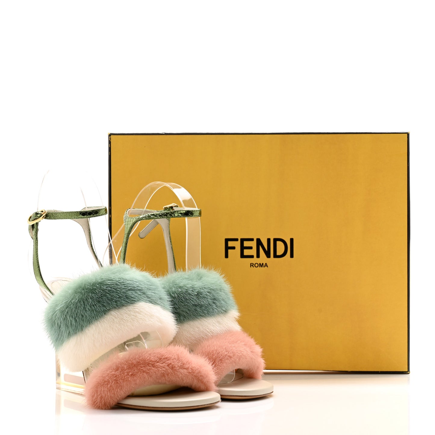 Mink Ayers Lucite Fendi First 95mm Sandals 37 Bellini Hermi Urano Pirite