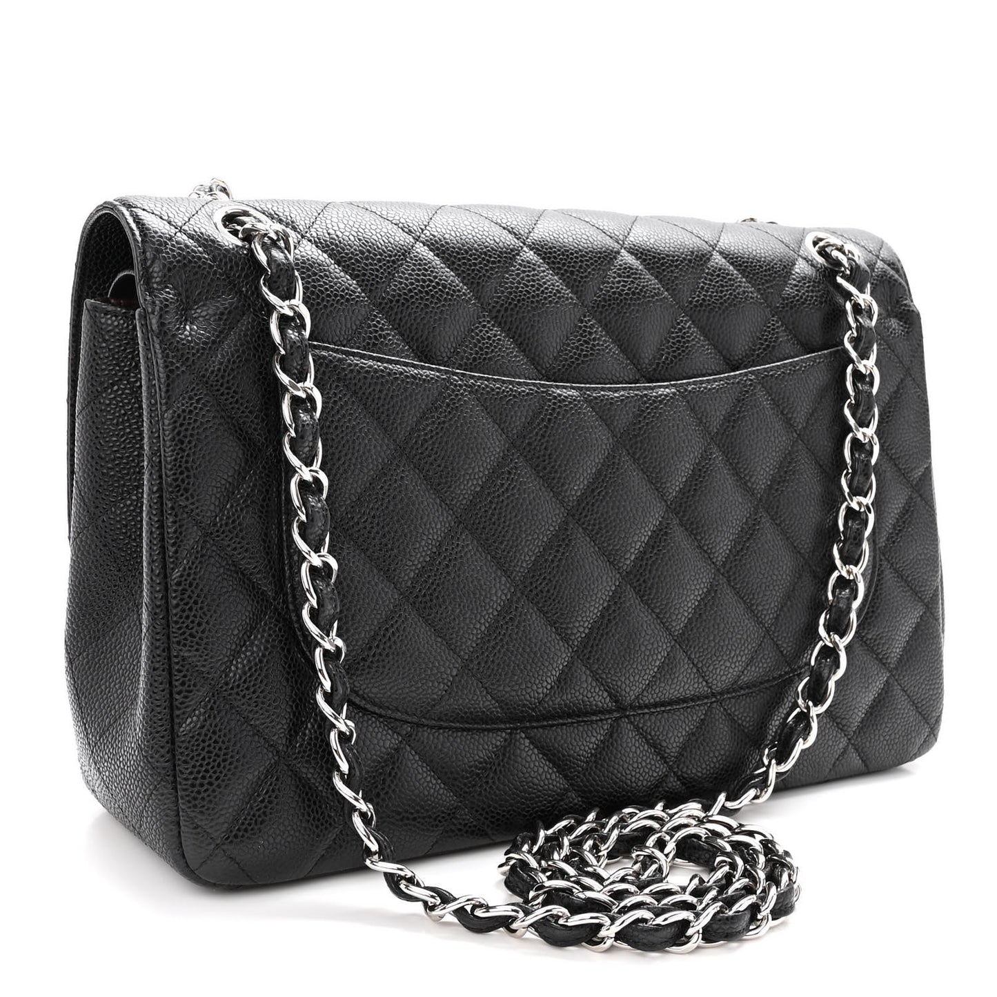 Caviar Quilted Jumbo Double Flap Black