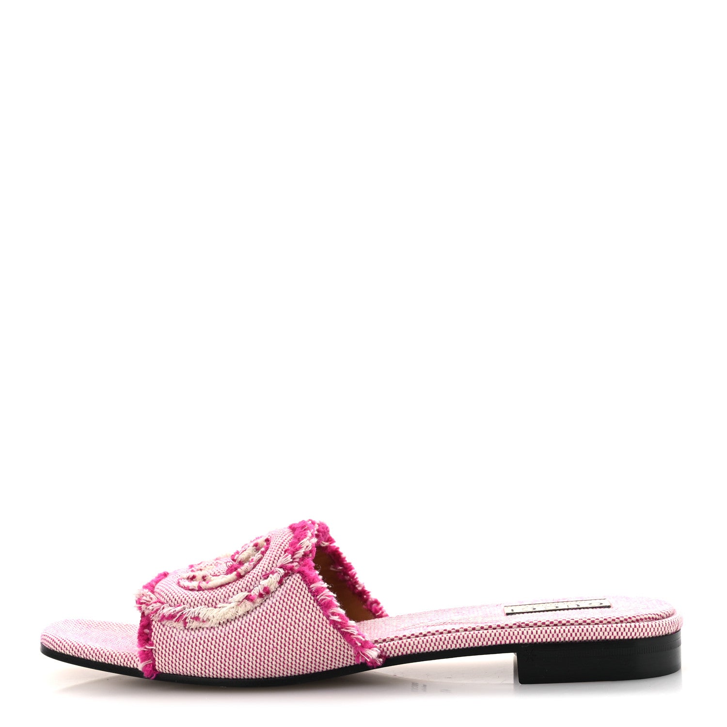 Gucci Fringed Canvas Interlocking G Cut Out Slide Sandals 41
