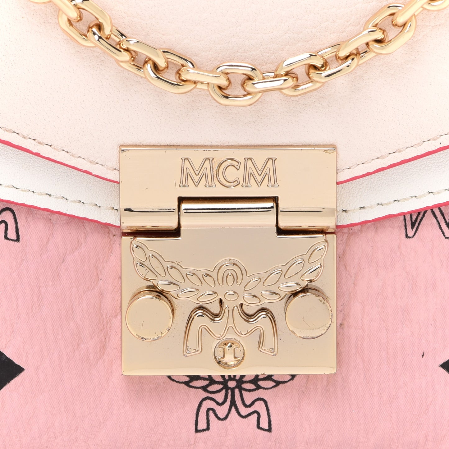 Calfskin Visetos Monogram Patricia Color Block Wallet On Chain Pink Tint