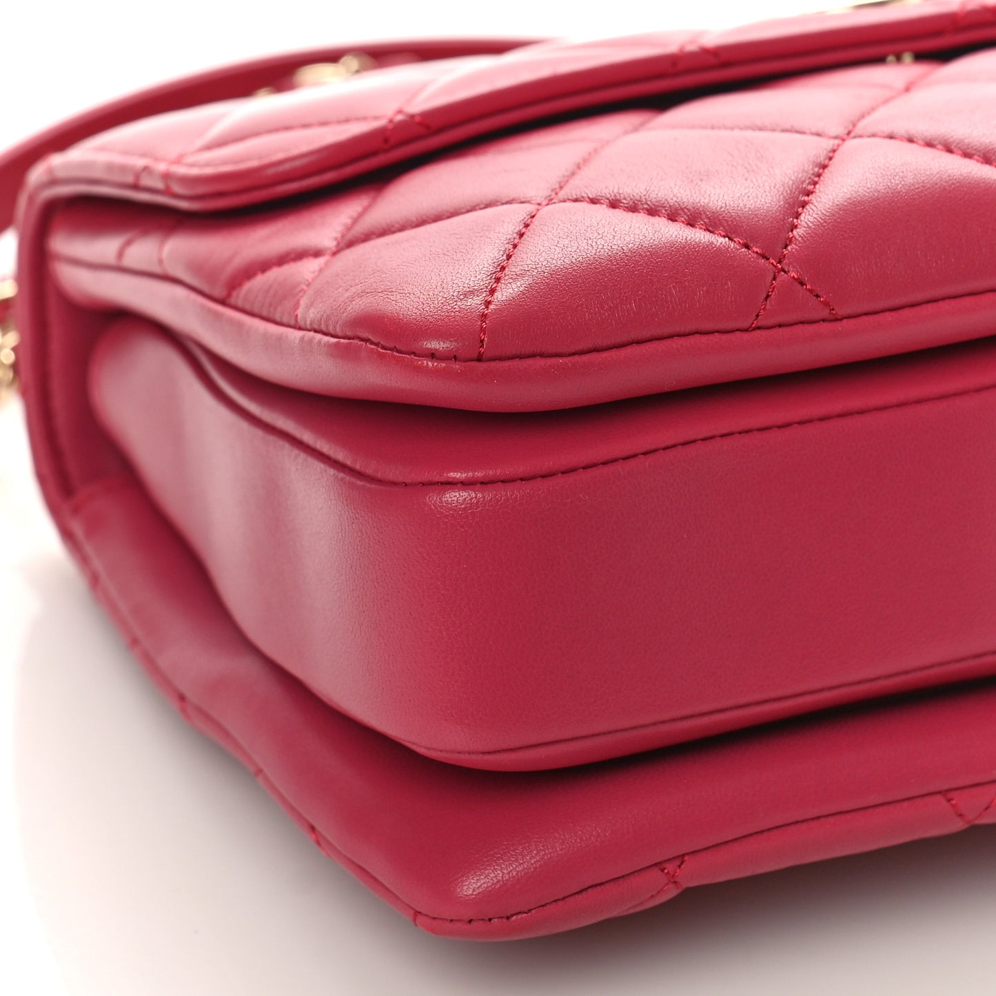 Lambskin Quilted Small Trendy CC Dual Handle Bag Dark Pink