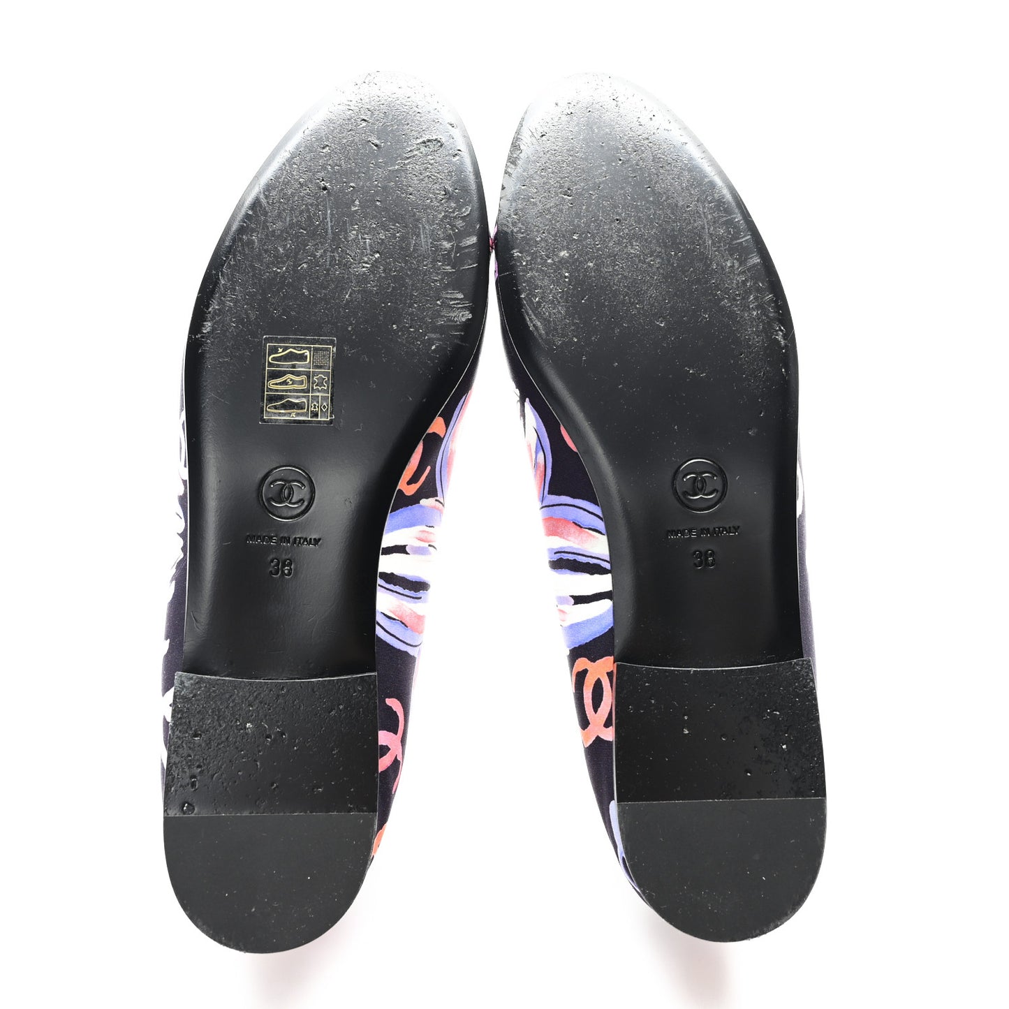 Printed Stretch Jersey Cap Toe Ballerina Flats 38 Black Multicolor