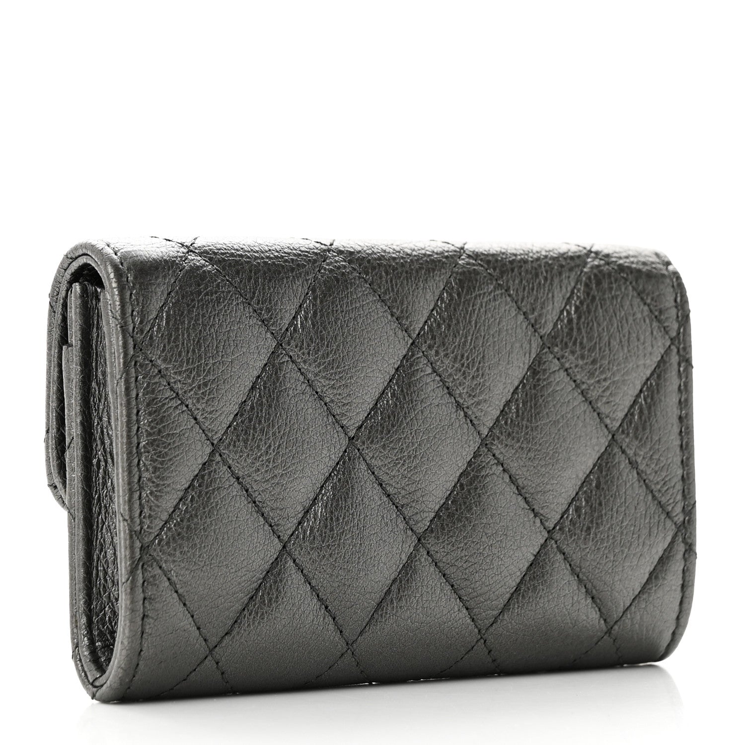 Chanel Metallic Calfskin Quilted Reissue Flap Card Holder Charcoal 3 of 9