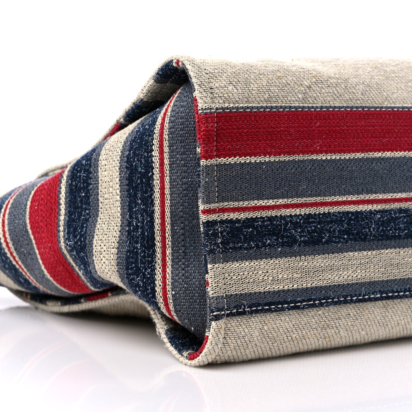 Striped Canvas Medium Deauville Tote Beige