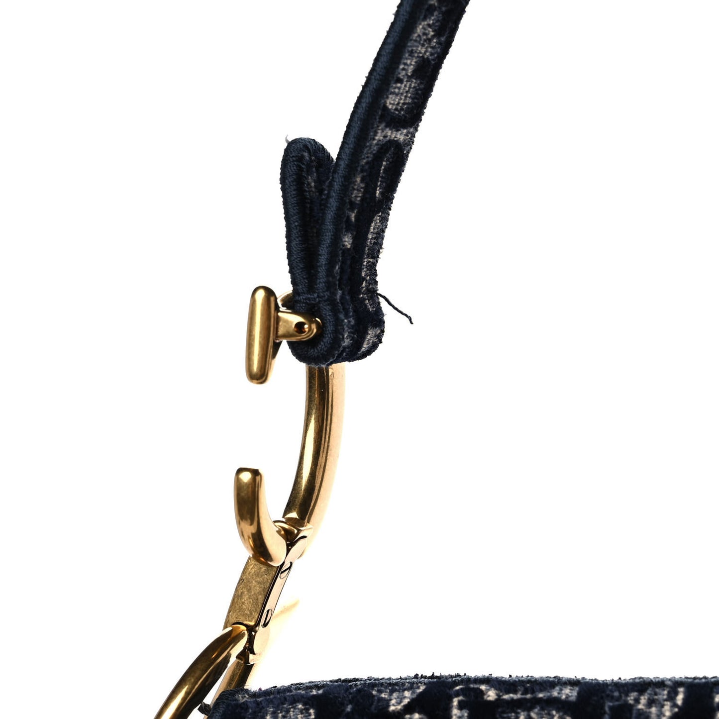 Oblique Embroidered Saddle Bag Blue