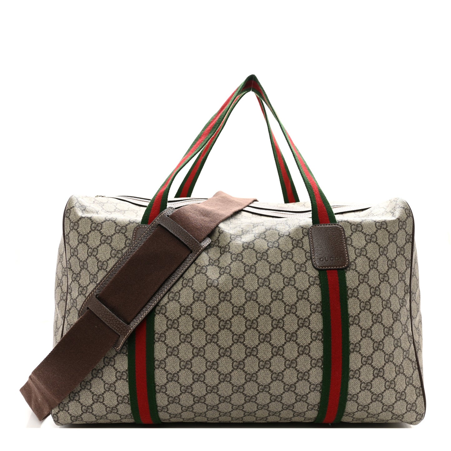 GG Supreme Monogram Web Medium Duffle Bag Brown