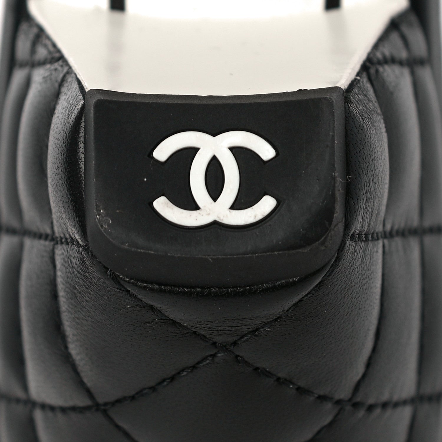 Chanel Lambskin Quilted Textured CC Mules 37 Black 9 of 12