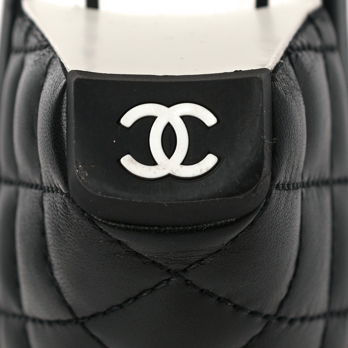 Lambskin Quilted Textured CC Mules 37 Black