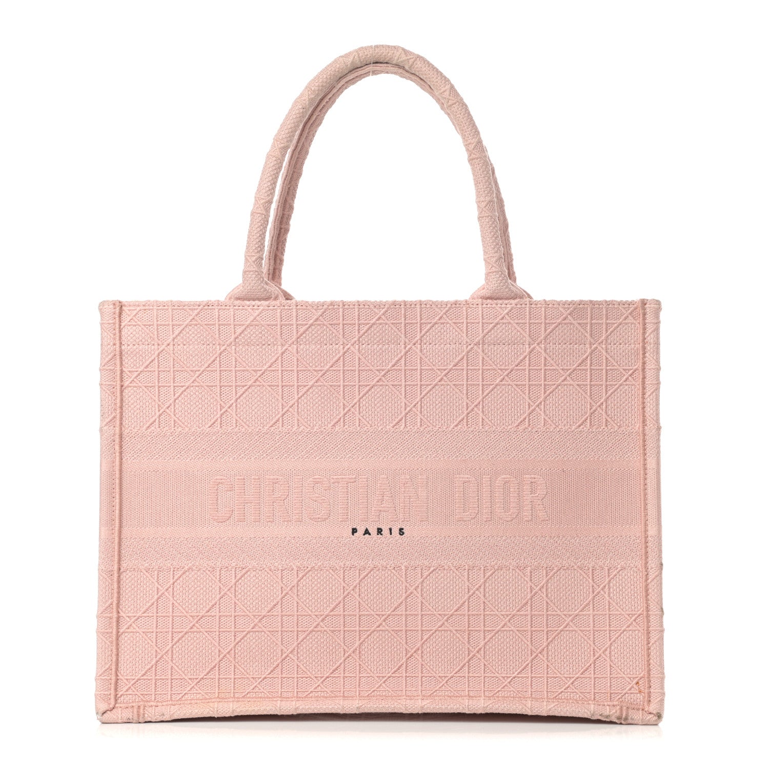 Christian Dior Canvas Embroidered Cannage Medium Book Tote Bois De